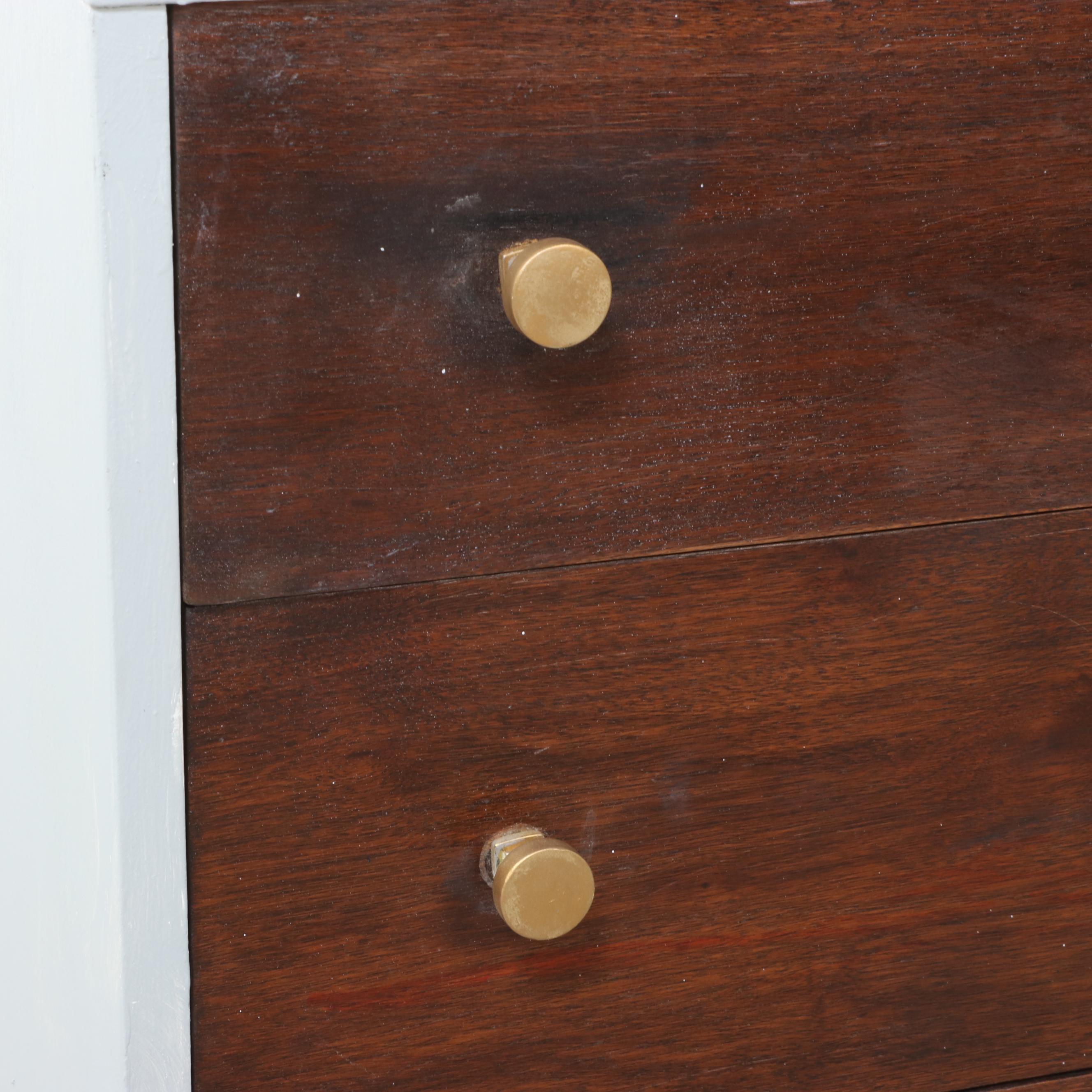 Mid Century Modern Walnut and Parcel-Painted Three-Drawer Chest