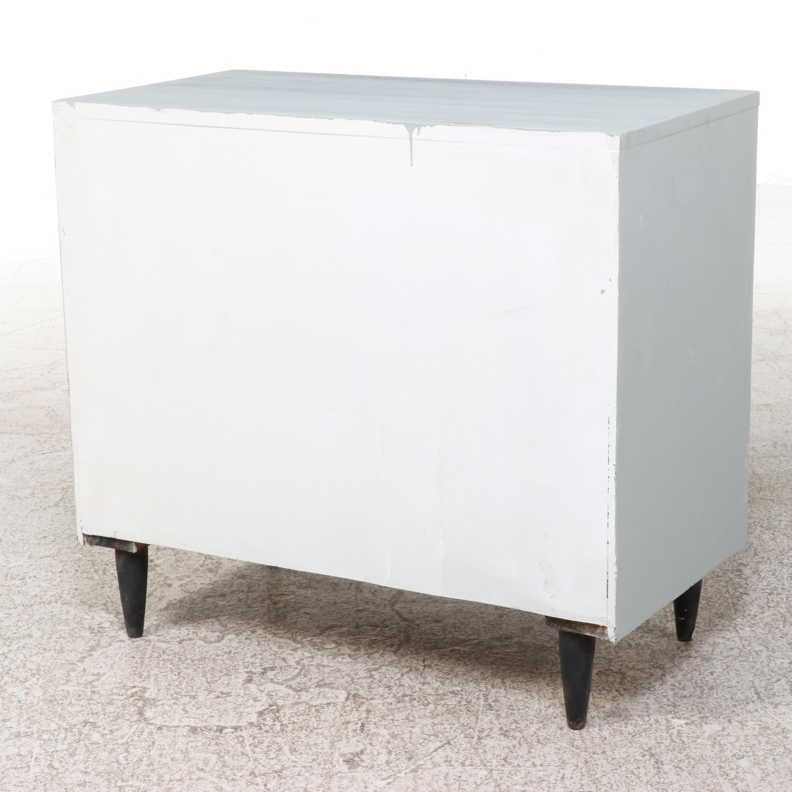 Mid Century Modern Walnut and Parcel-Painted Three-Drawer Chest