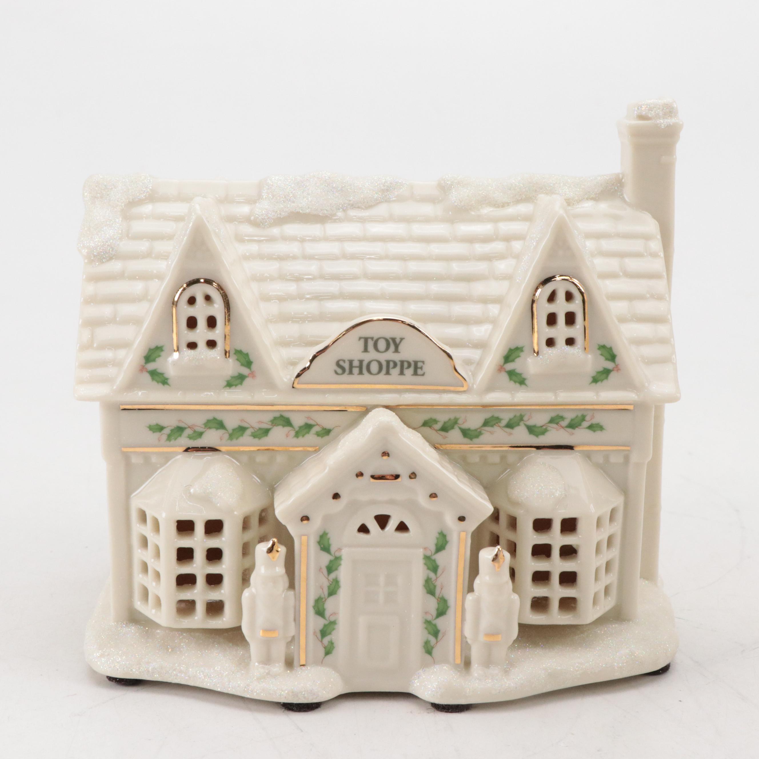 Lenox Christmas Village Porcelain Toy Shoppe, House and Church