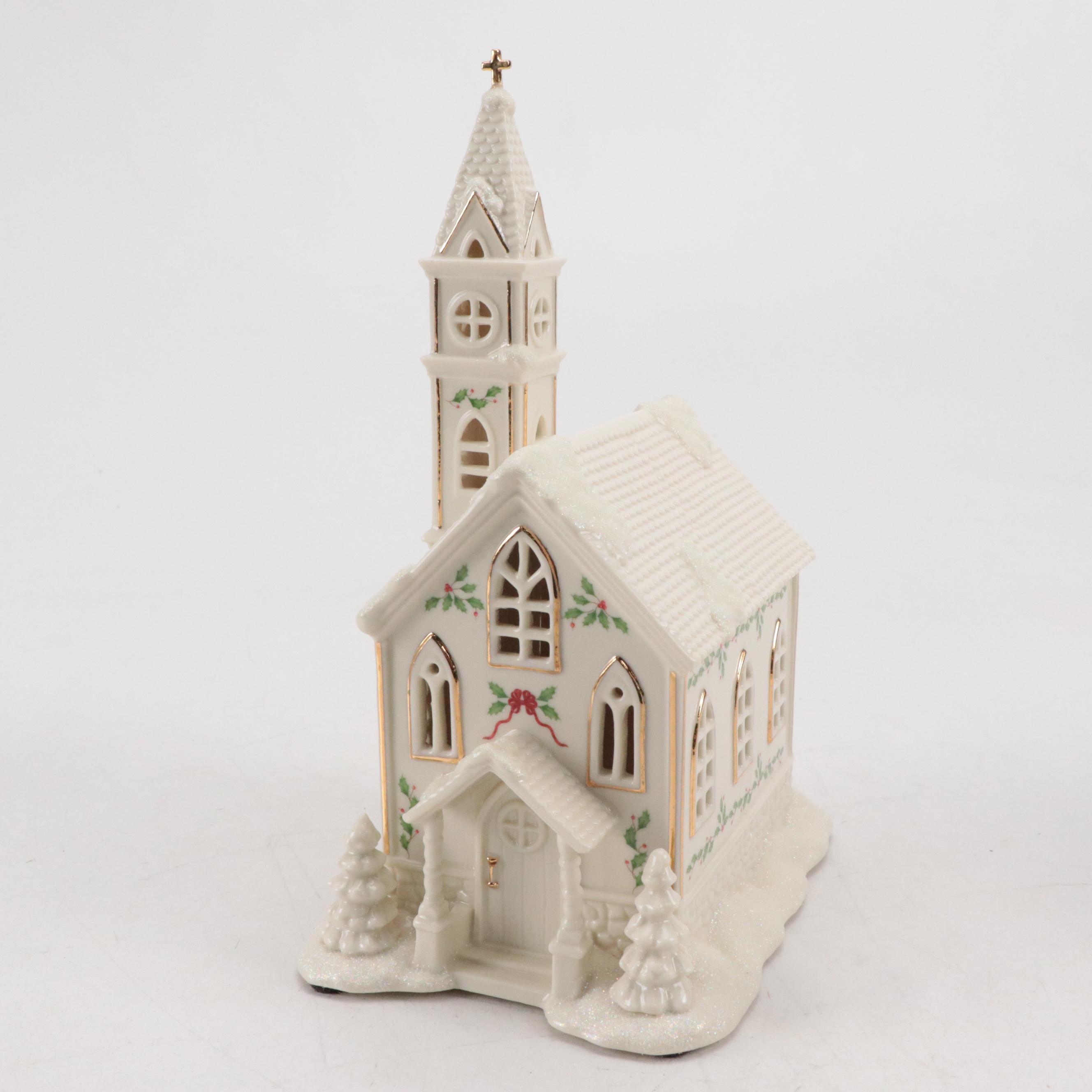 Lenox Christmas Village Porcelain Toy Shoppe, House and Church