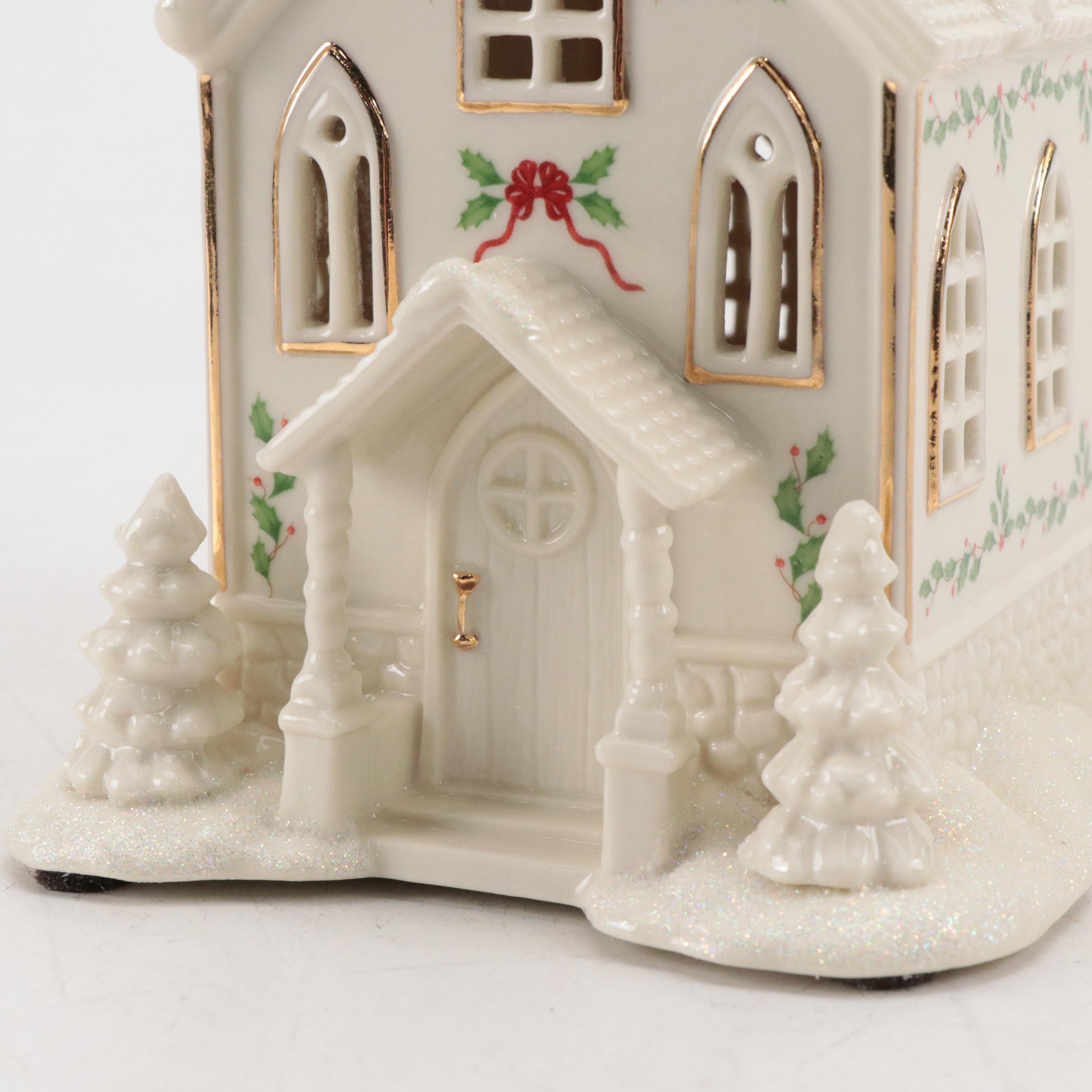 Lenox Christmas Village Porcelain Toy Shoppe, House and Church