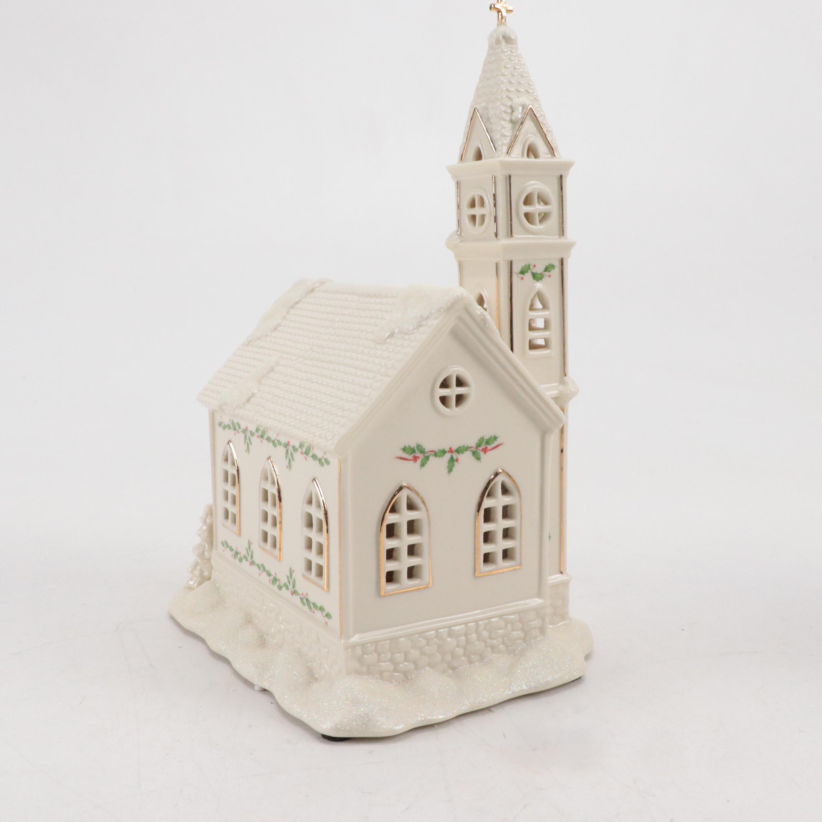 Lenox Christmas Village Porcelain Toy Shoppe, House and Church