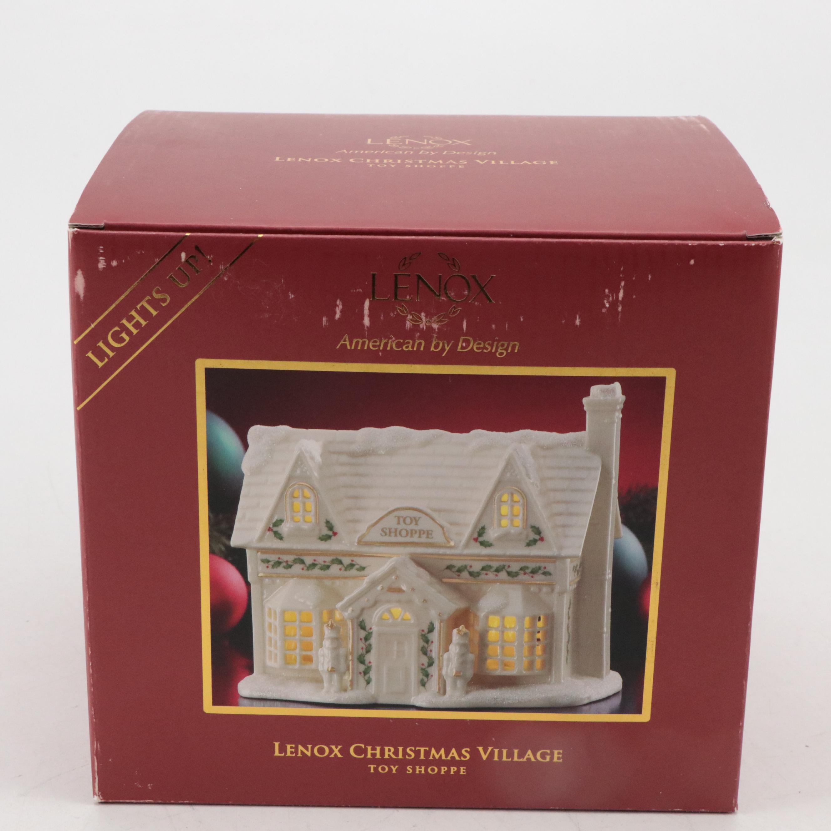 Lenox Christmas Village Porcelain Toy Shoppe, House and Church