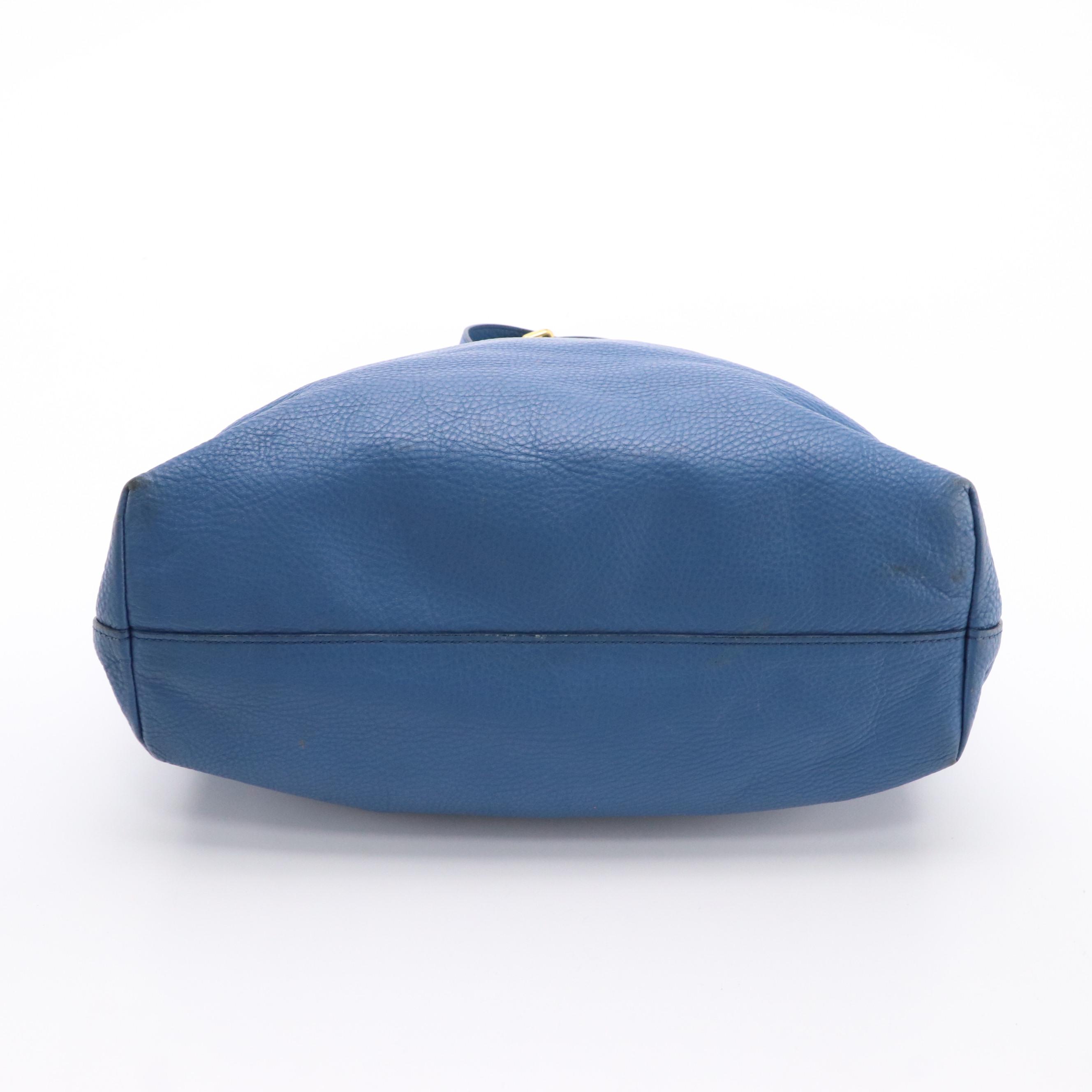 Prada Phenix Two-Way Tote Bag in Blue Vitello Daino Leather