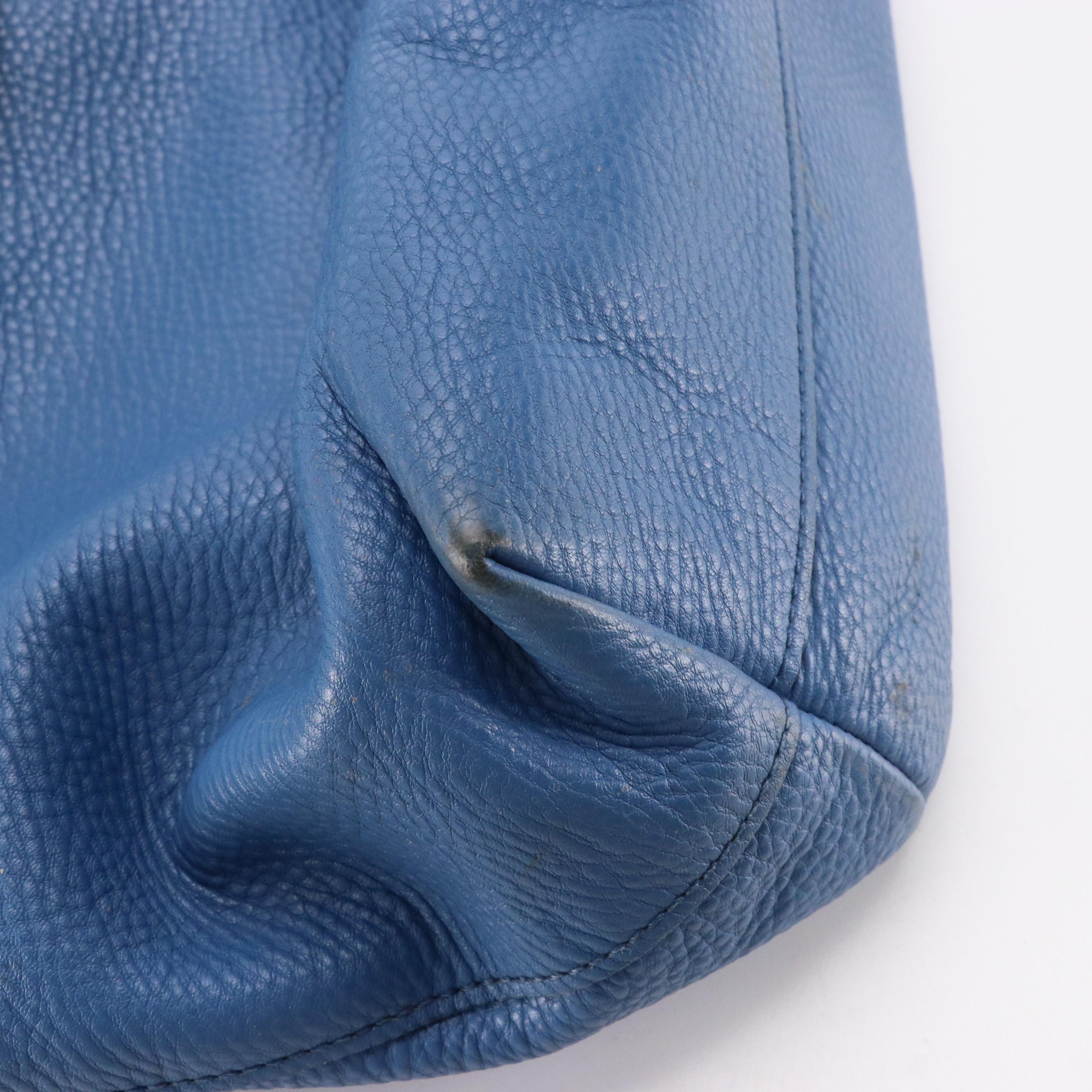 Prada Phenix Two-Way Tote Bag in Blue Vitello Daino Leather