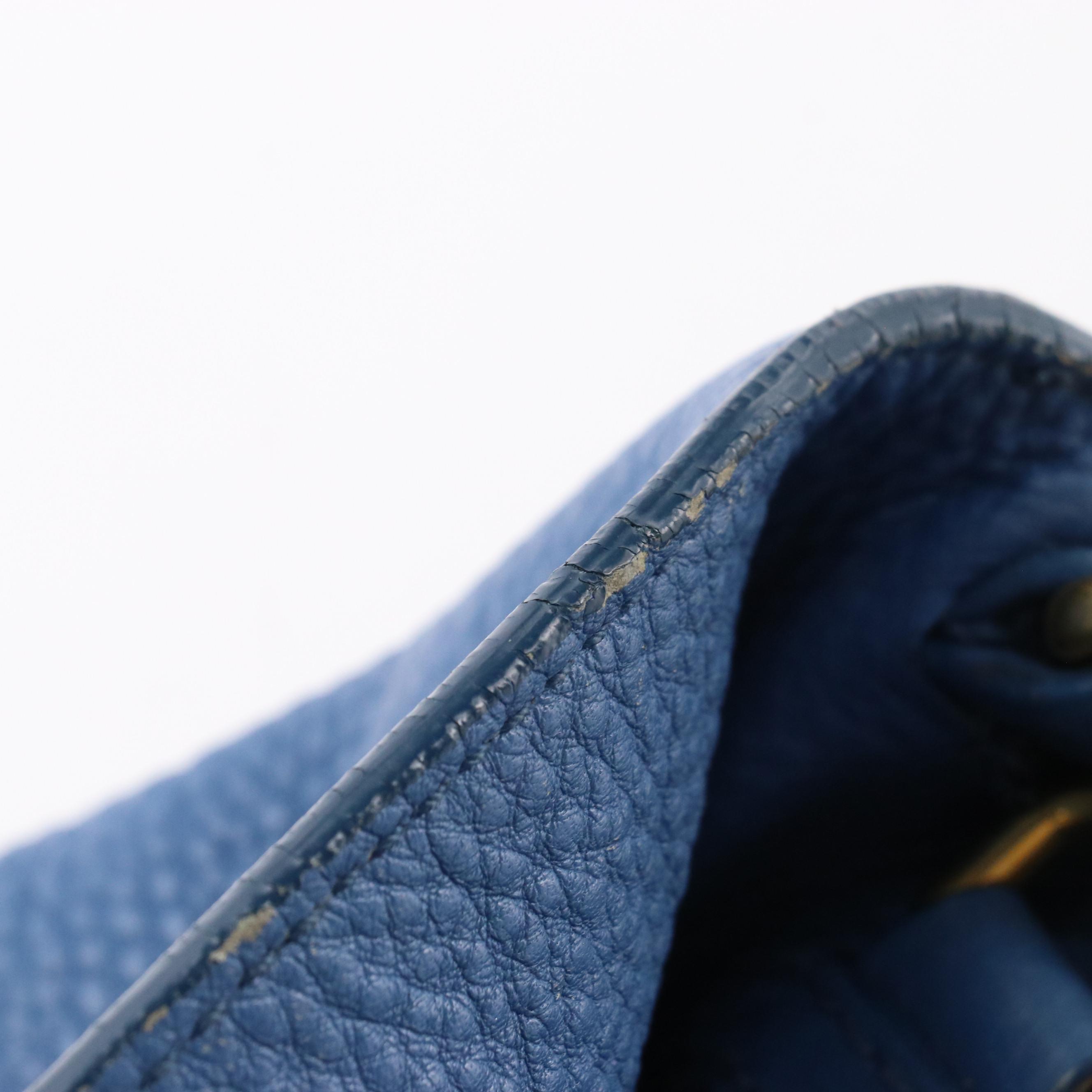 Prada Phenix Two-Way Tote Bag in Blue Vitello Daino Leather