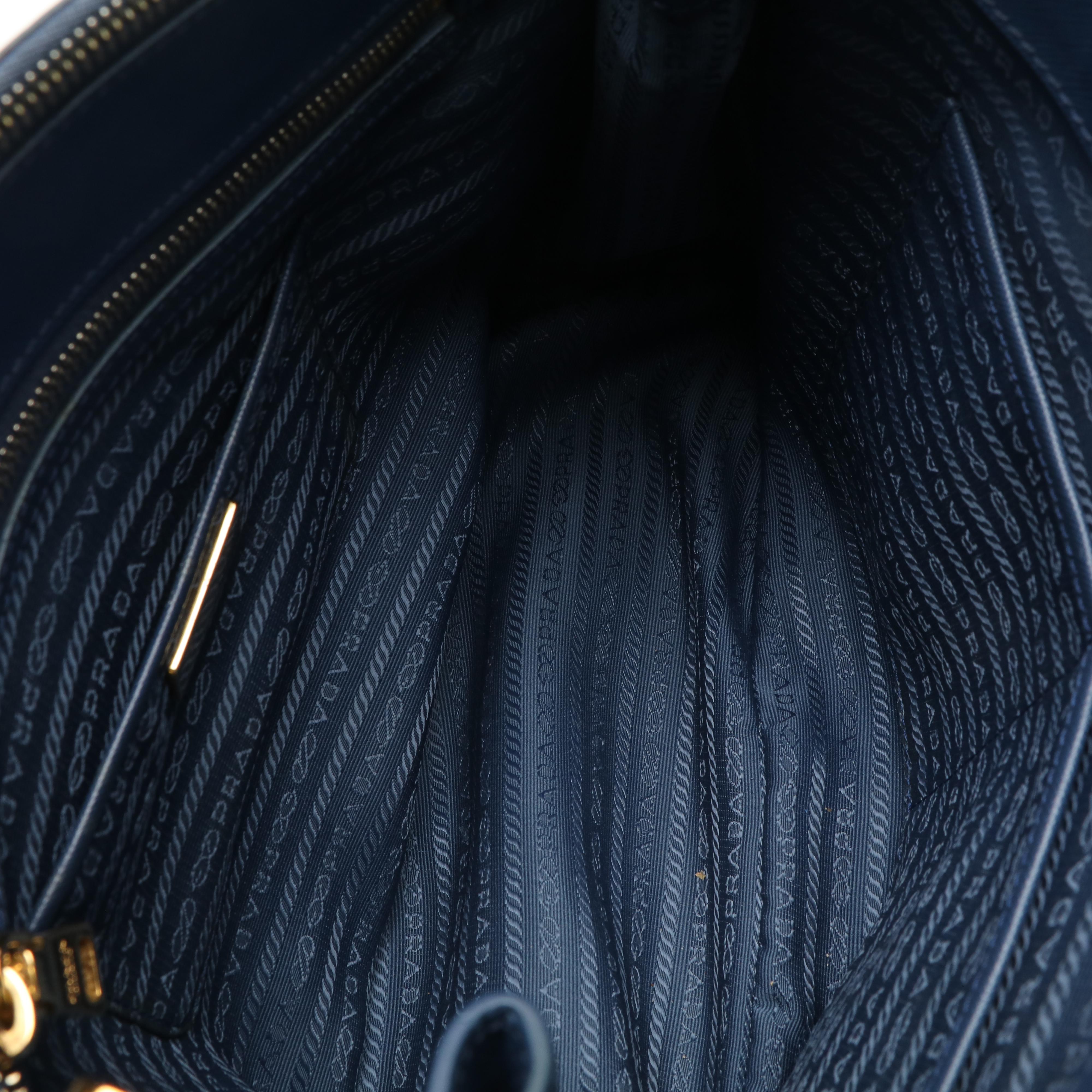 Prada Blue Leather Saffiano Galleria Tote Bag