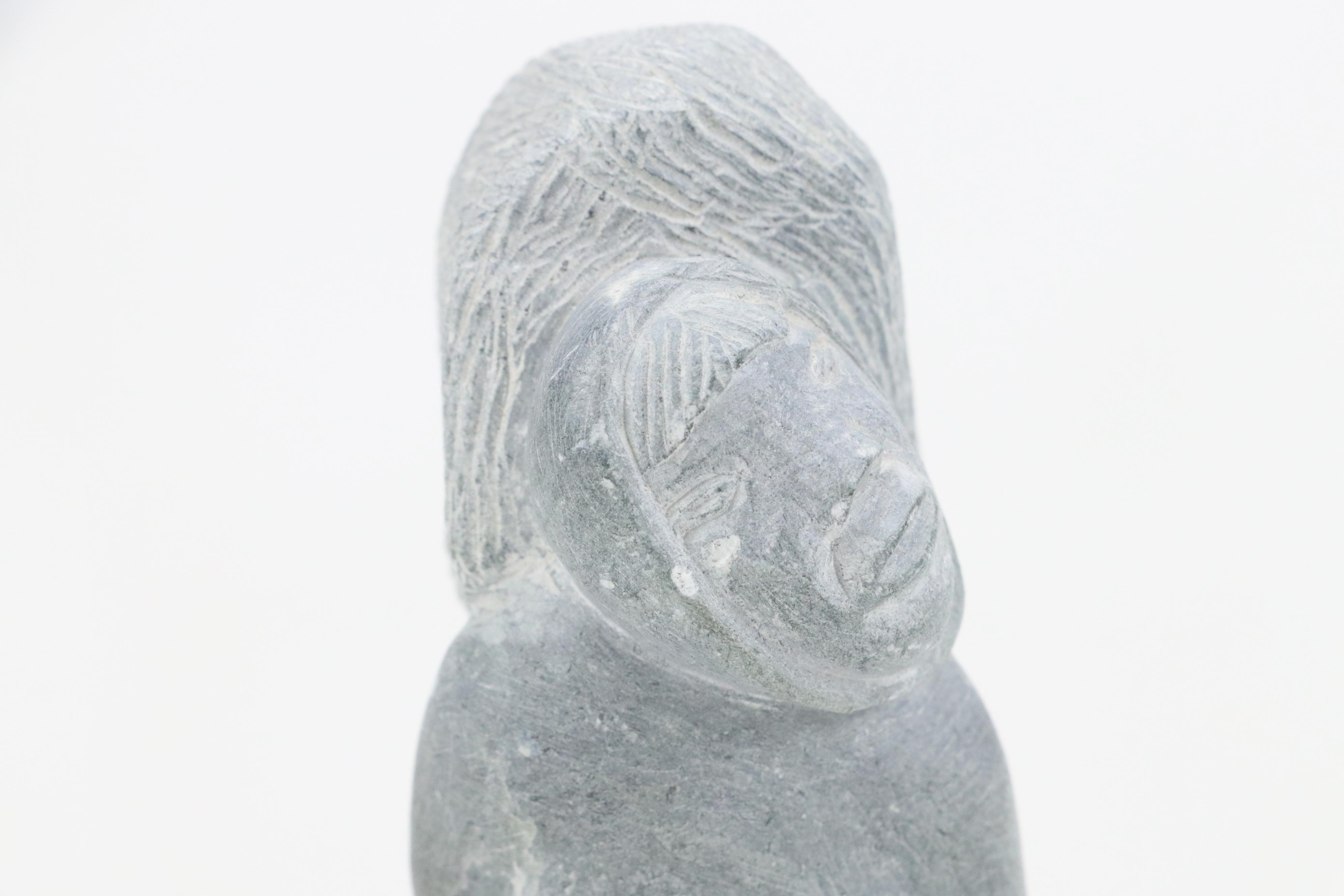 Greenland Hand-Carved Soapstone Hunter Figurines Attributed to Thor Klemmemsen