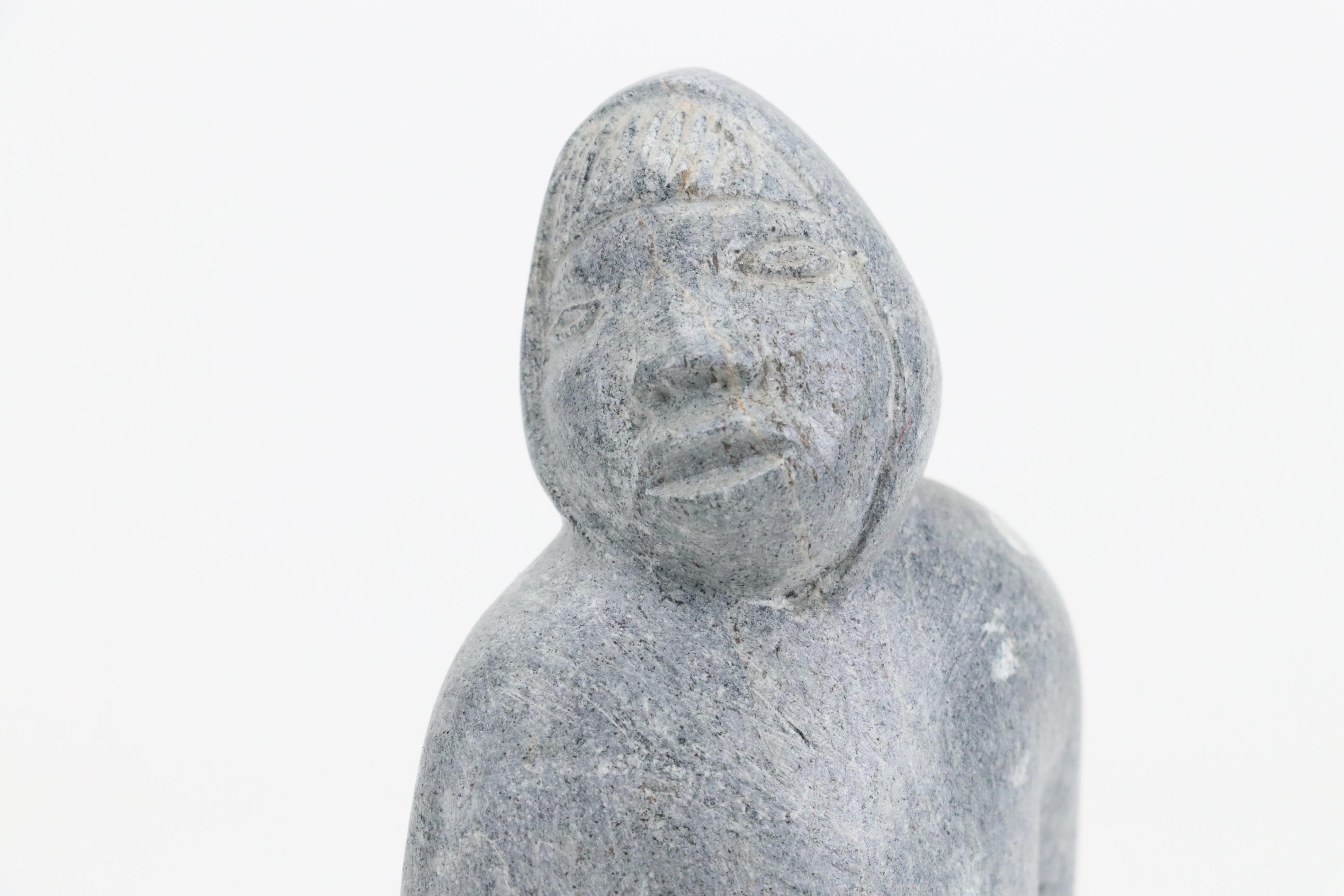 Greenland Hand-Carved Soapstone Hunter Figurines Attributed to Thor Klemmemsen