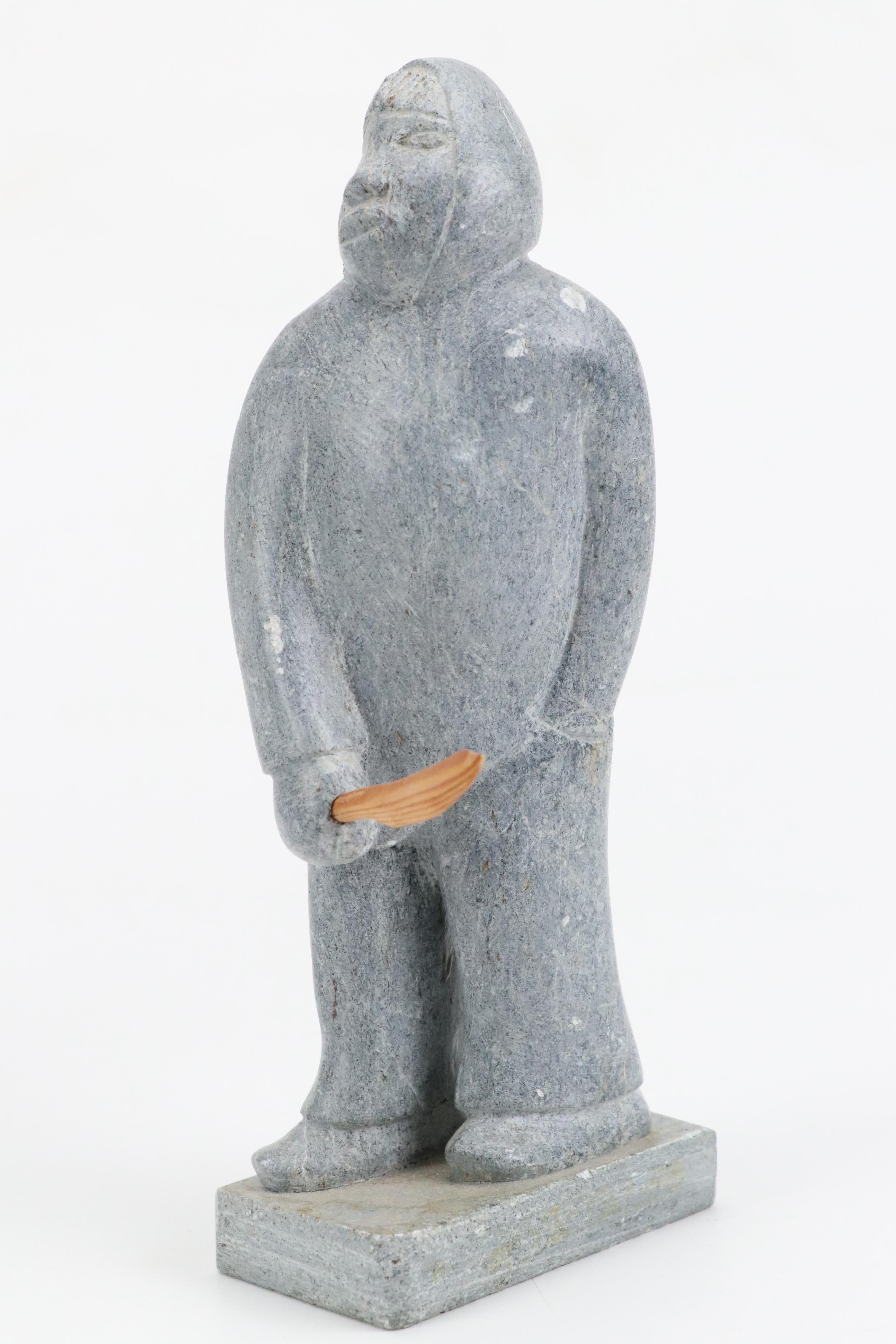 Greenland Hand-Carved Soapstone Hunter Figurines Attributed to Thor Klemmemsen