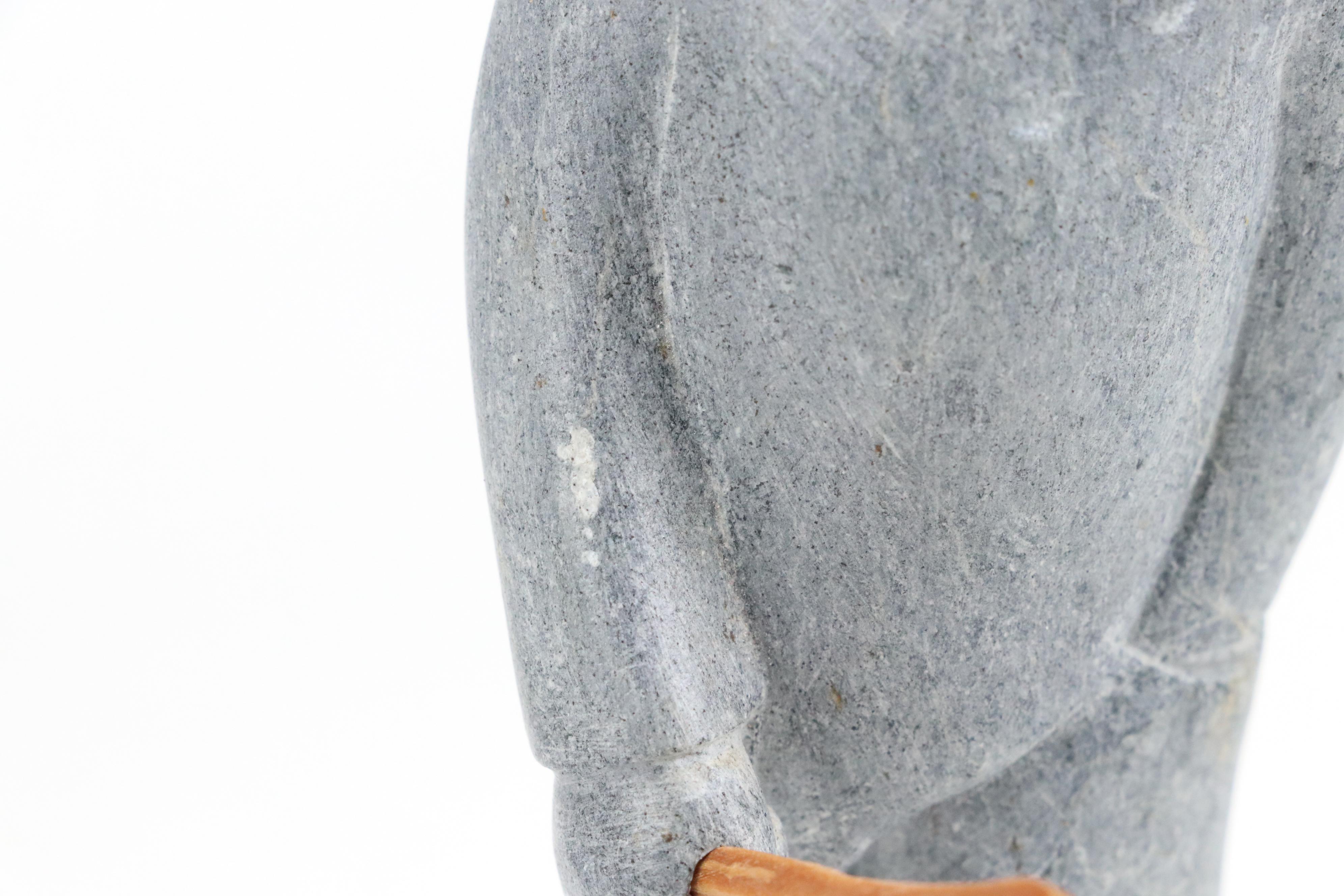 Greenland Hand-Carved Soapstone Hunter Figurines Attributed to Thor Klemmemsen