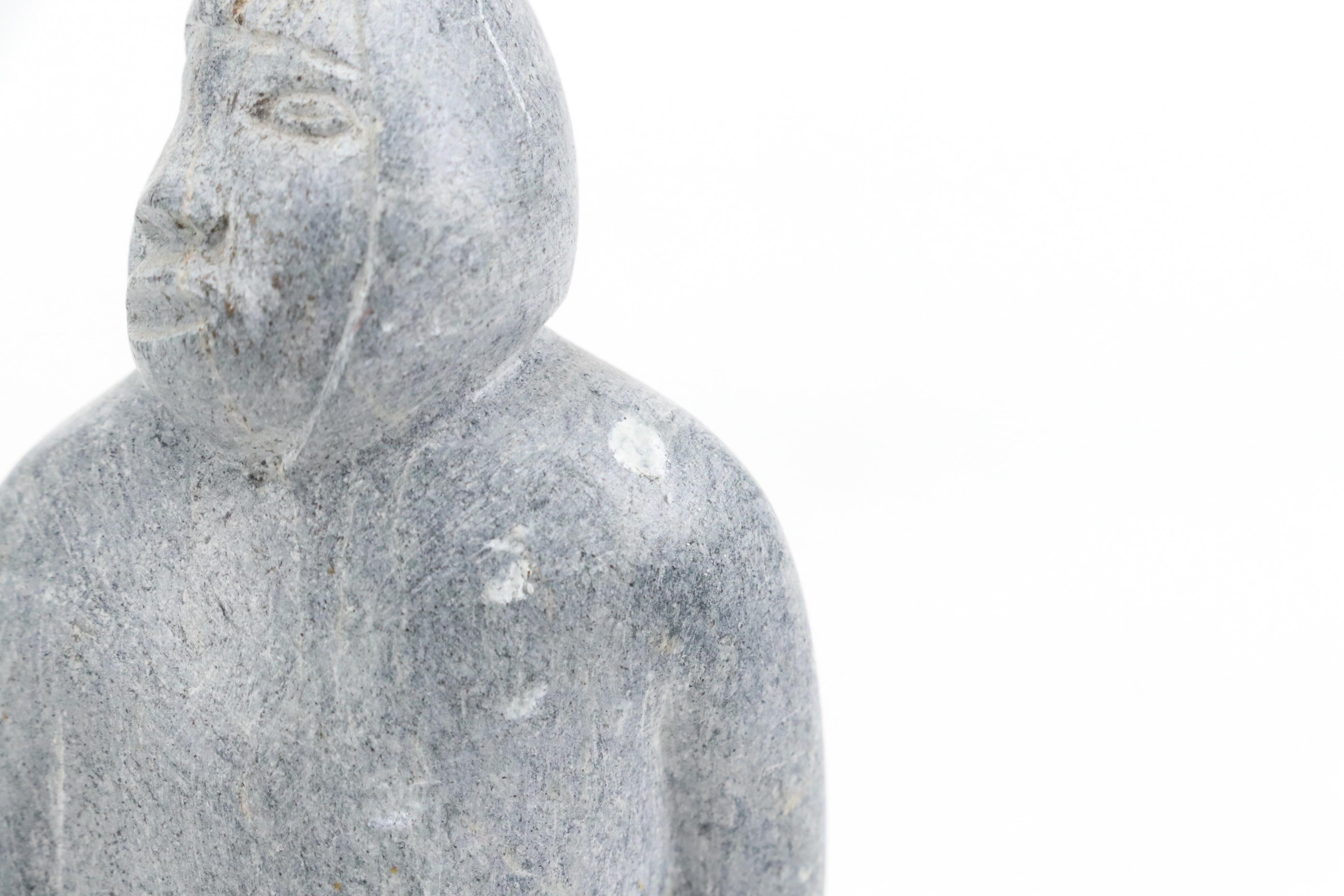 Greenland Hand-Carved Soapstone Hunter Figurines Attributed to Thor Klemmemsen