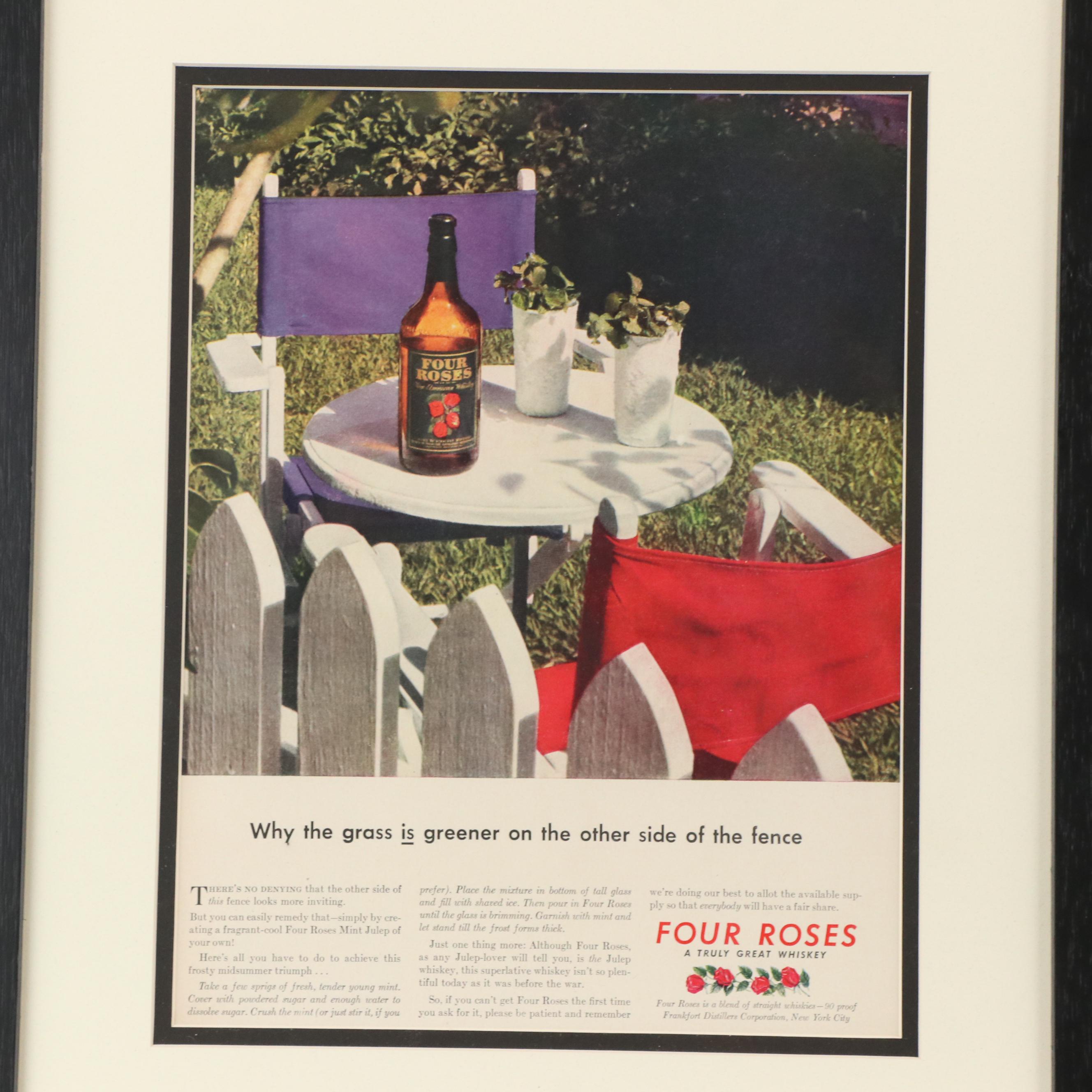 Four Roses Bourbon Magazine Advertisements, Circa 1940s