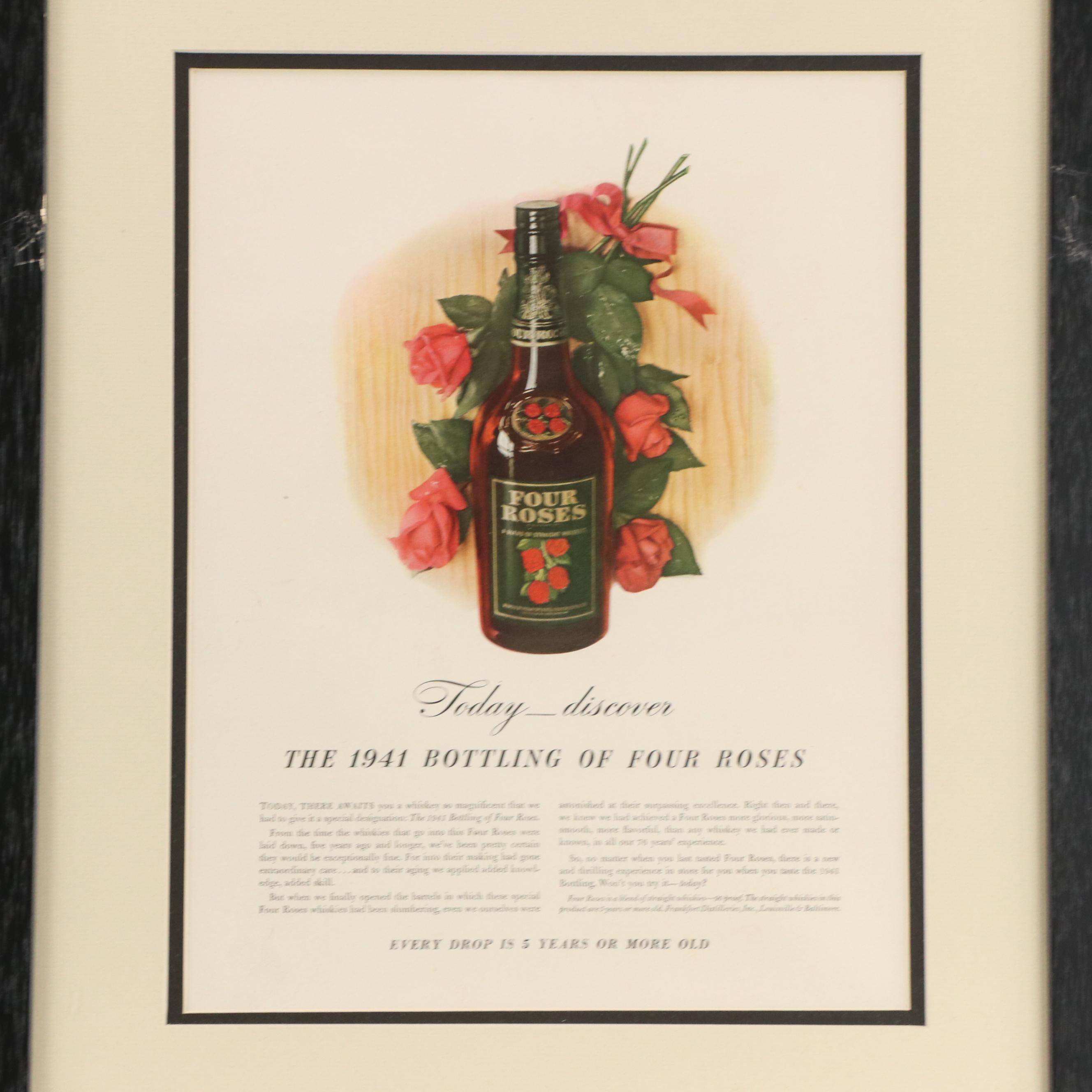 Four Roses Bourbon Magazine Advertisements, Circa 1940s