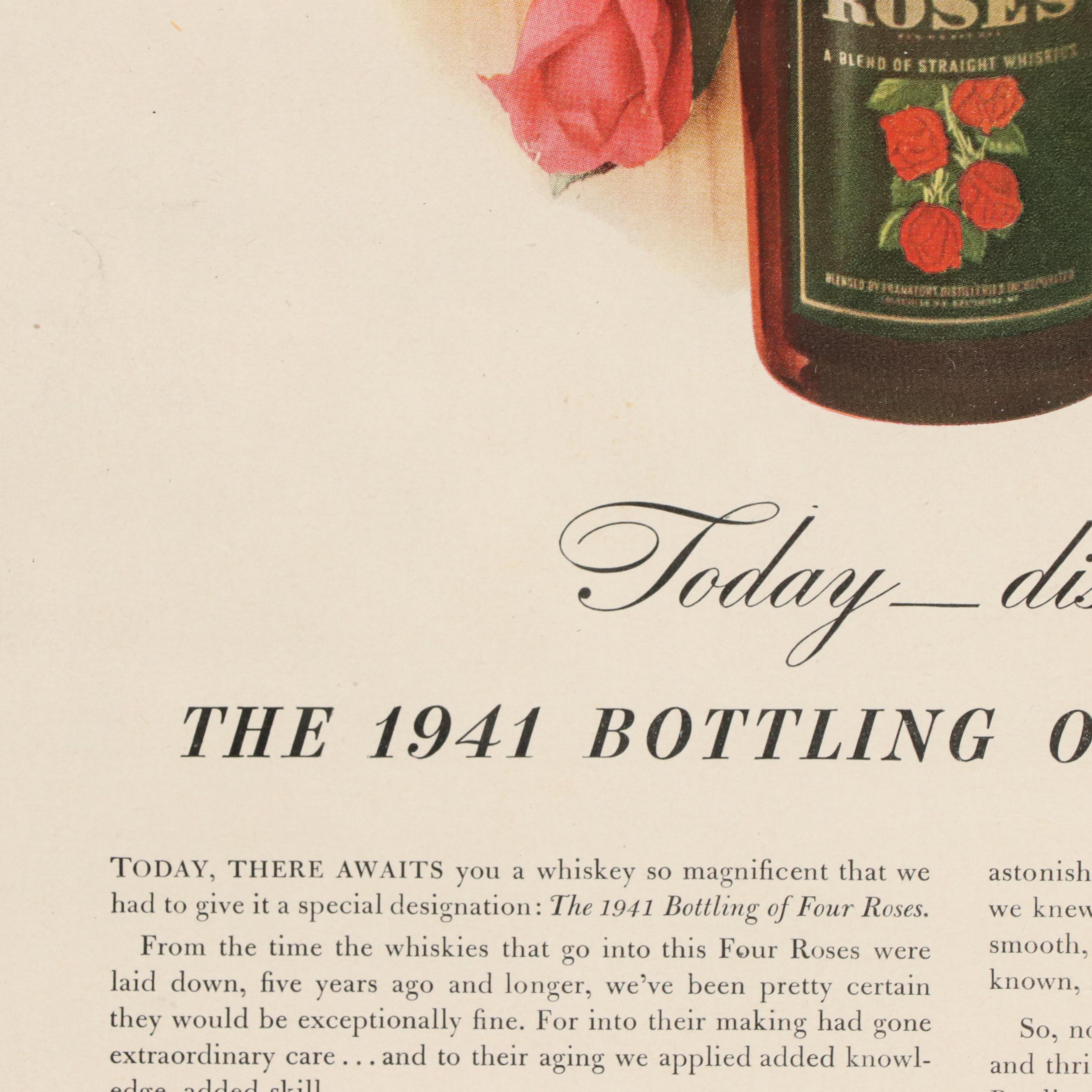Four Roses Bourbon Magazine Advertisements, Circa 1940s