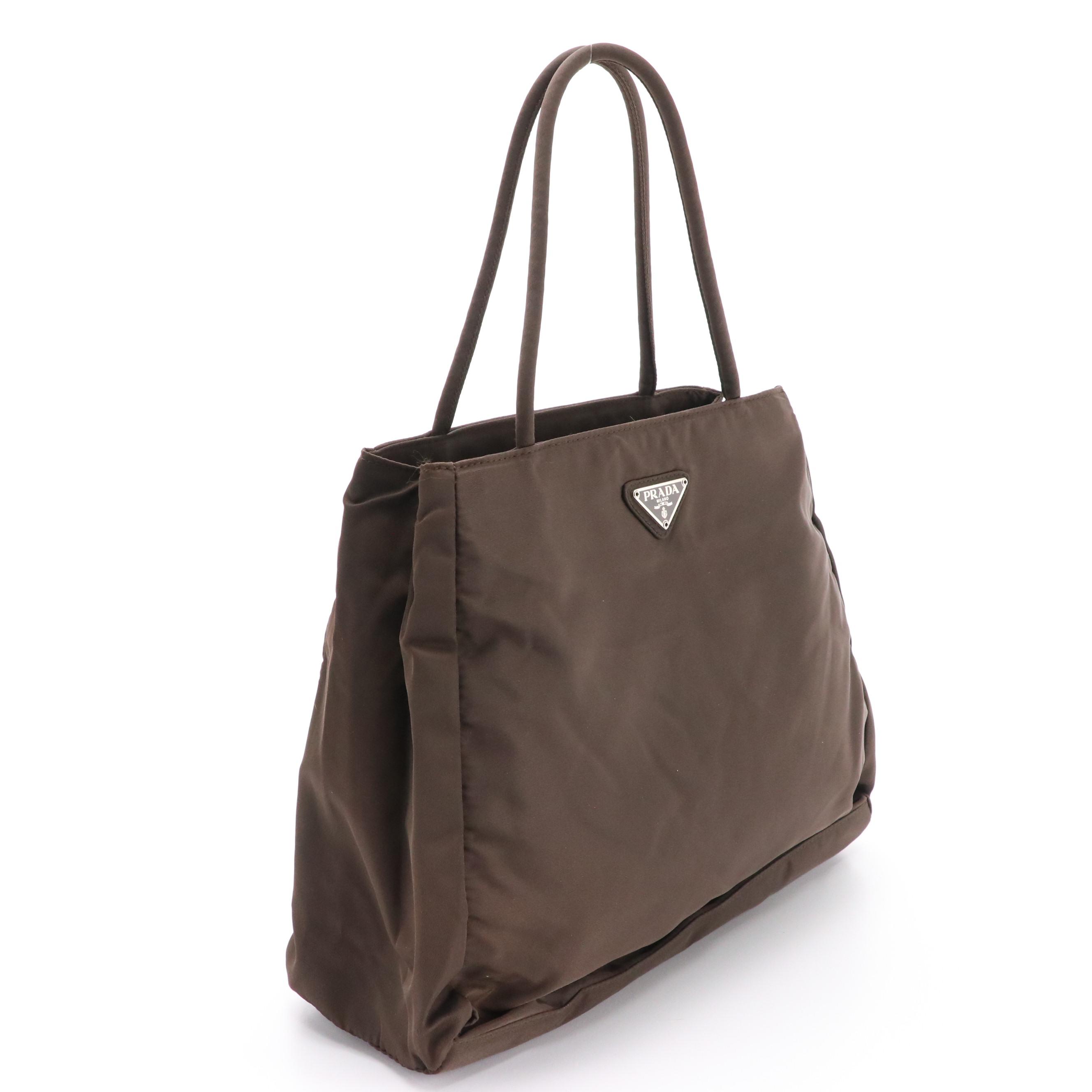 Prada Small City Shopper Tote Bag in Brown Nylon Tessuto