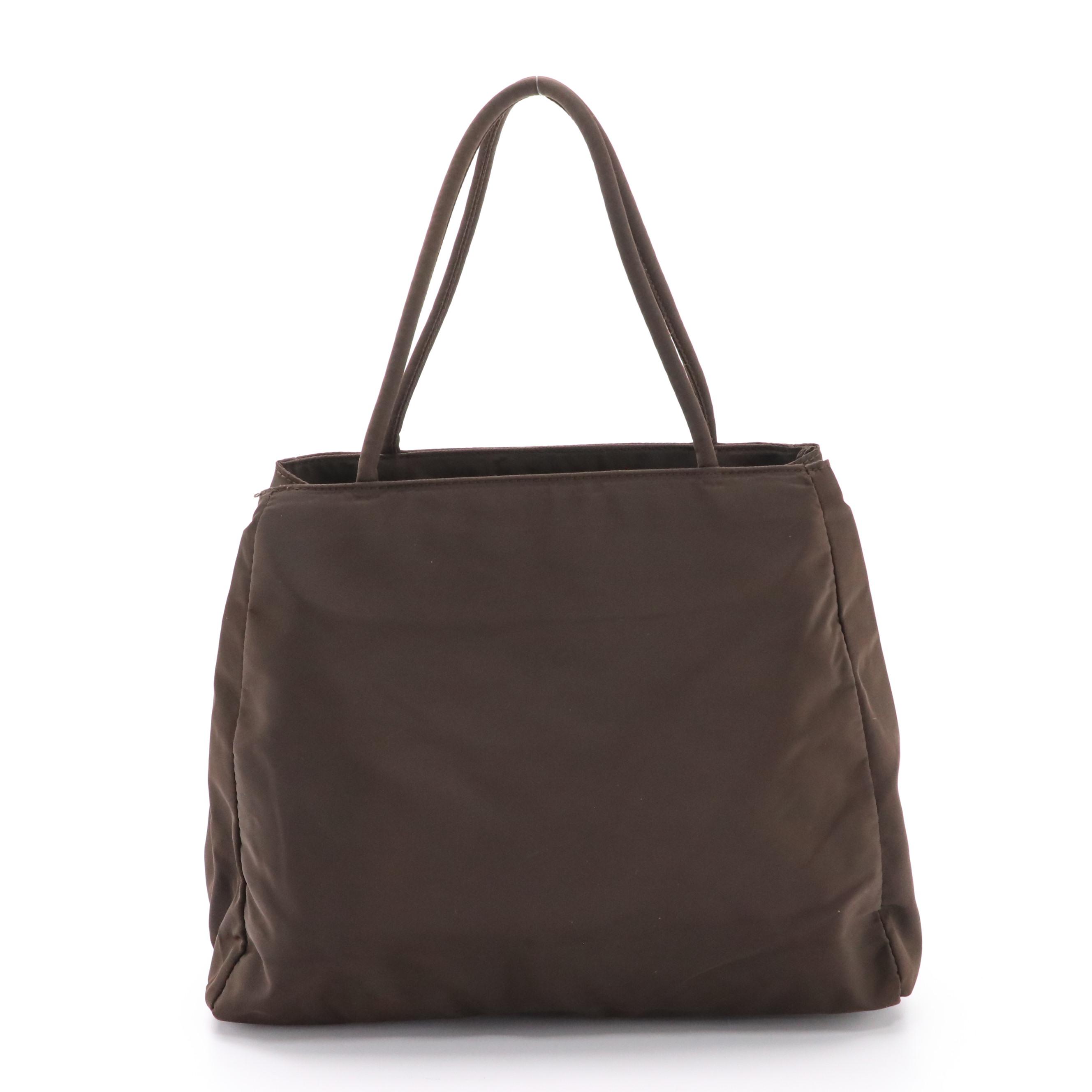 Prada Small City Shopper Tote Bag in Brown Nylon Tessuto