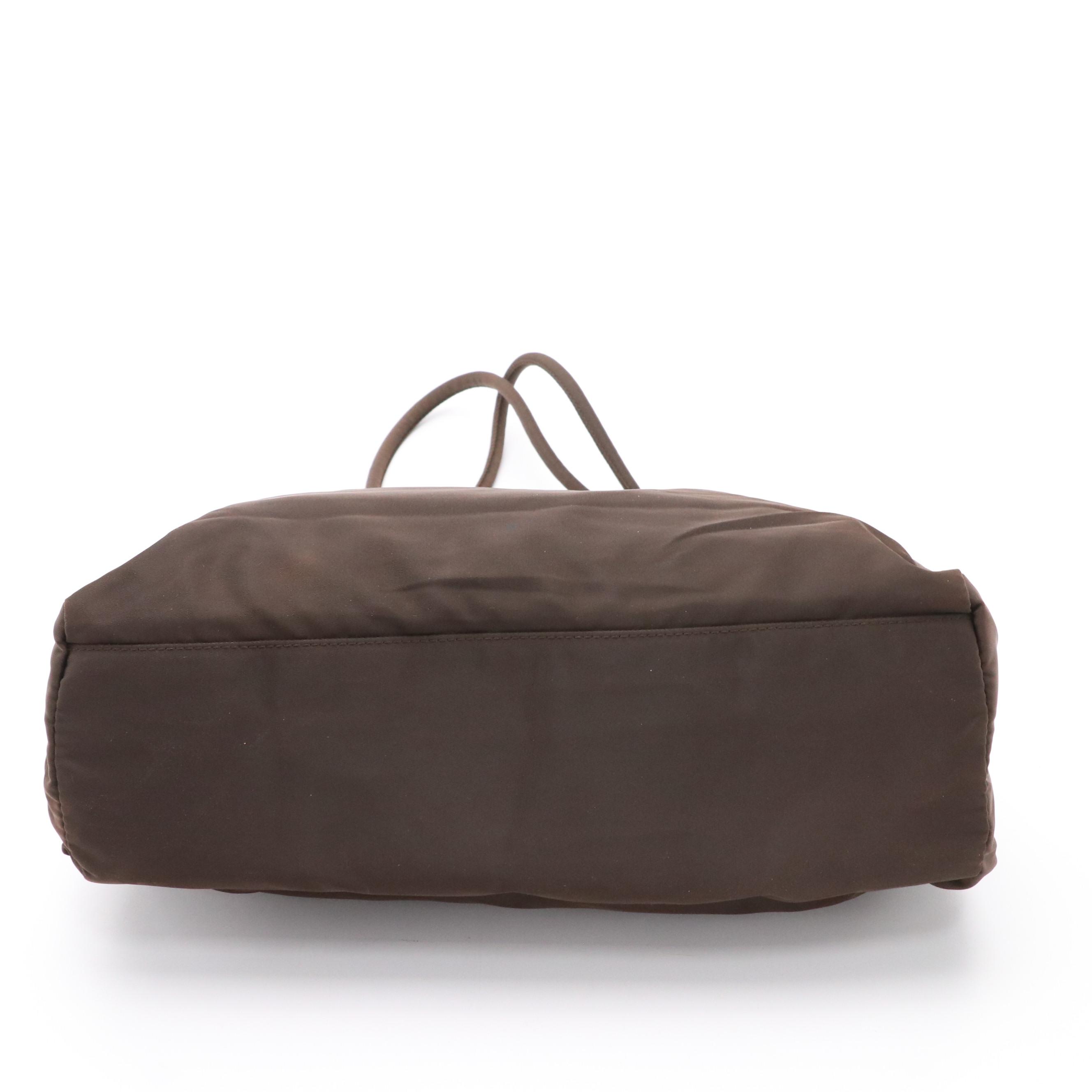 Prada Small City Shopper Tote Bag in Brown Nylon Tessuto
