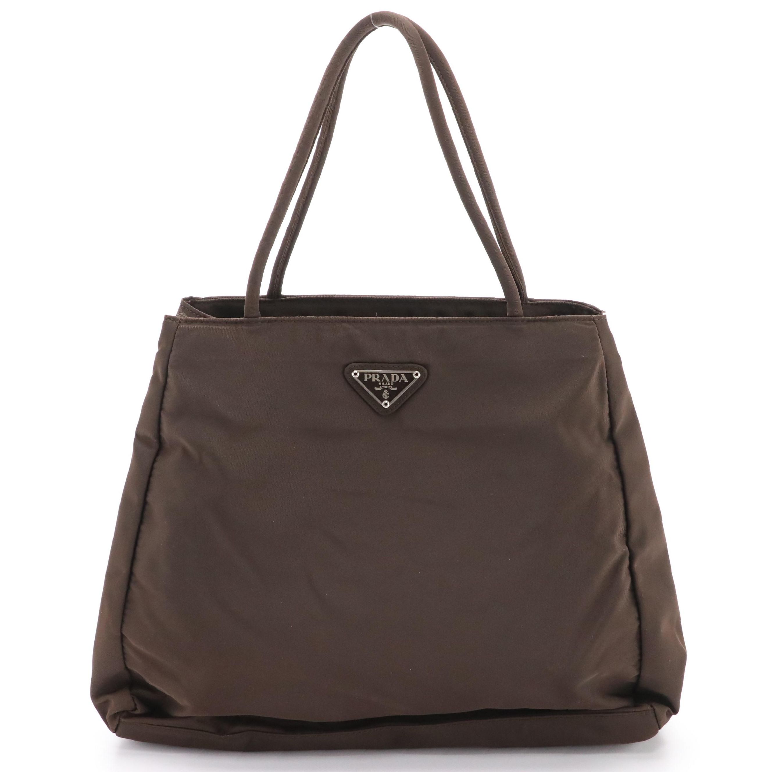 Prada Small City Shopper Tote Bag in Brown Nylon Tessuto