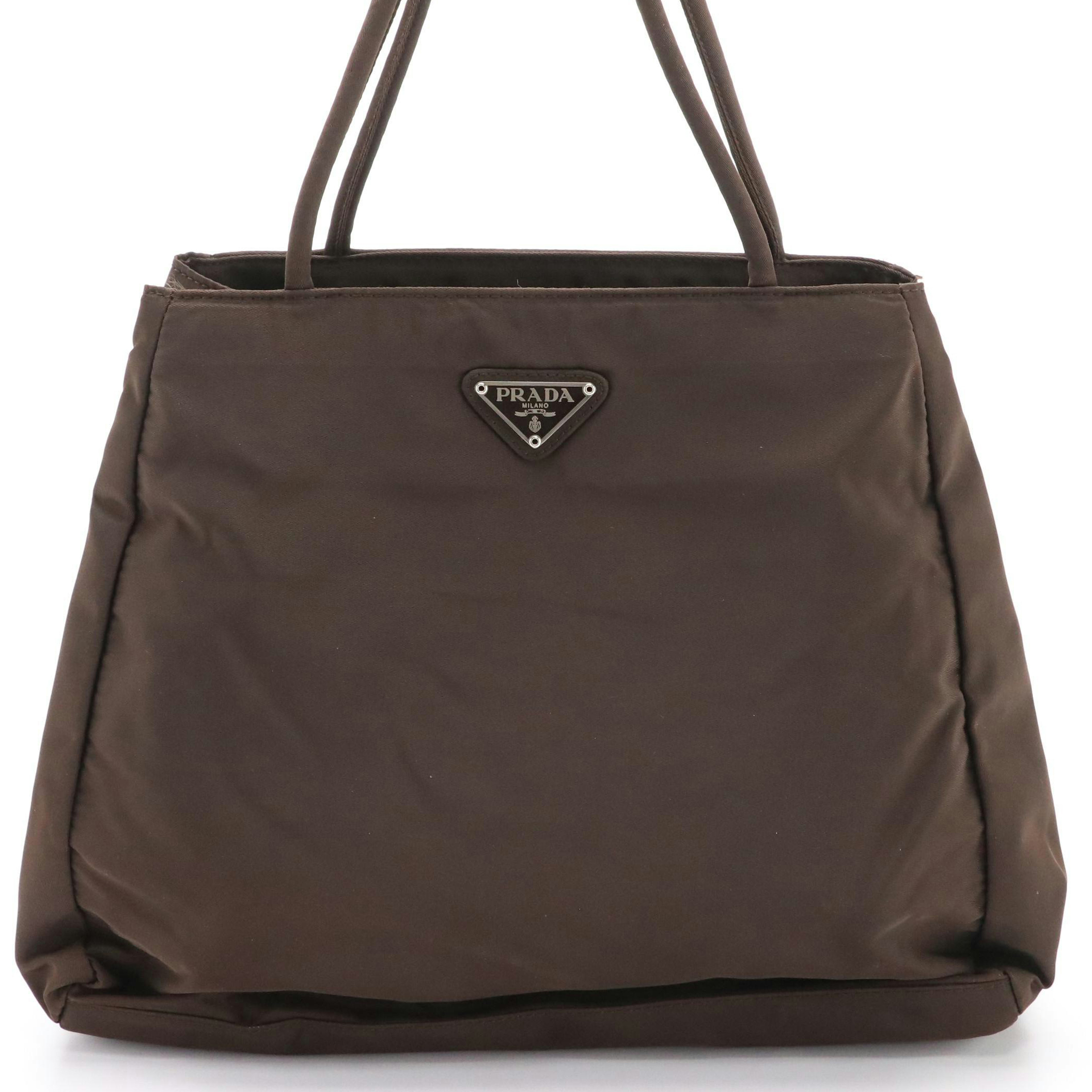 Prada Small City Shopper Tote Bag in Brown Nylon Tessuto