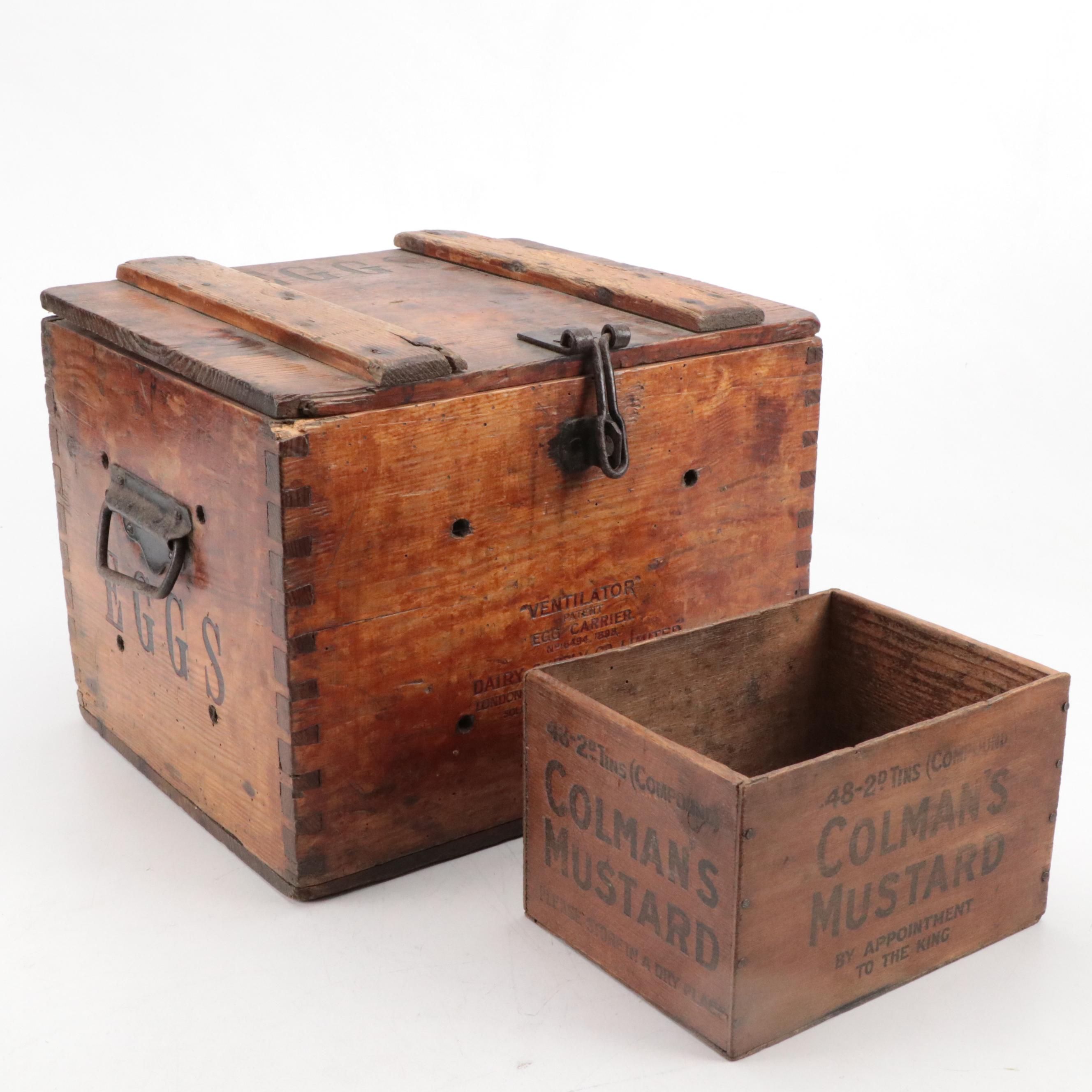 Dairy Supply Co. "Ventilator" Egg Carrier with Colman's Mustard Crates
