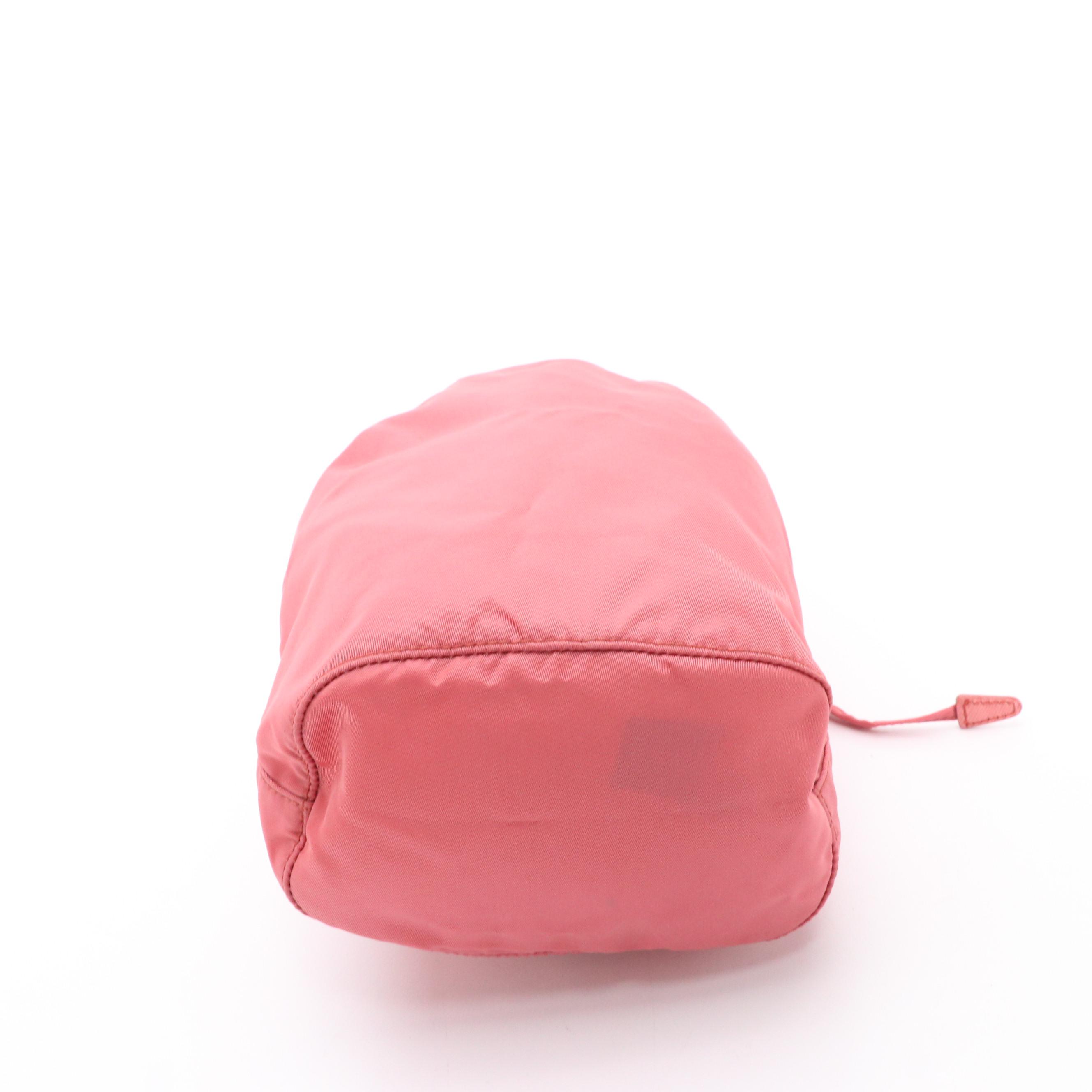 Prada Mini Drawstring Bag in Nylon with Saffiano Leather Trim