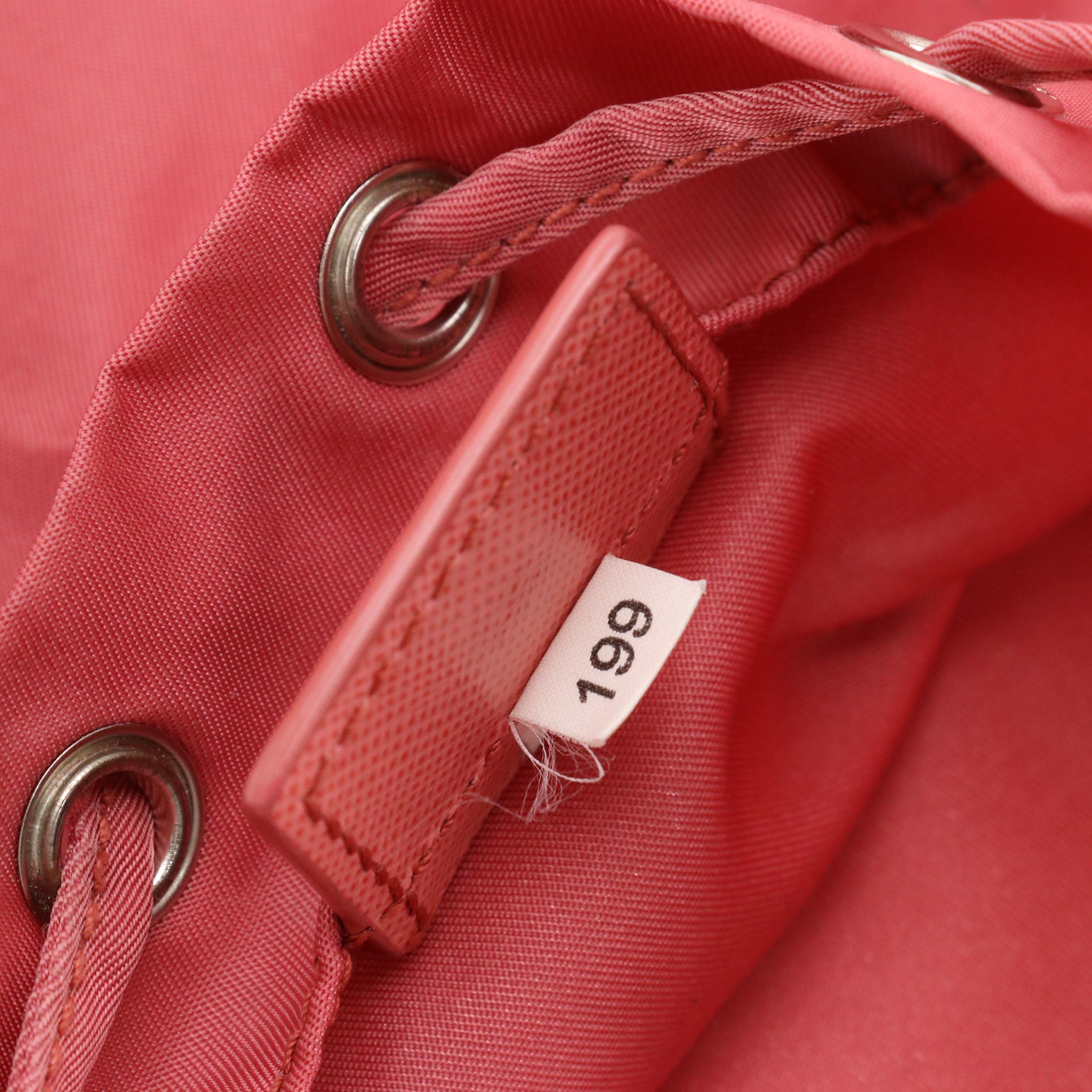 Prada Mini Drawstring Bag in Nylon with Saffiano Leather Trim