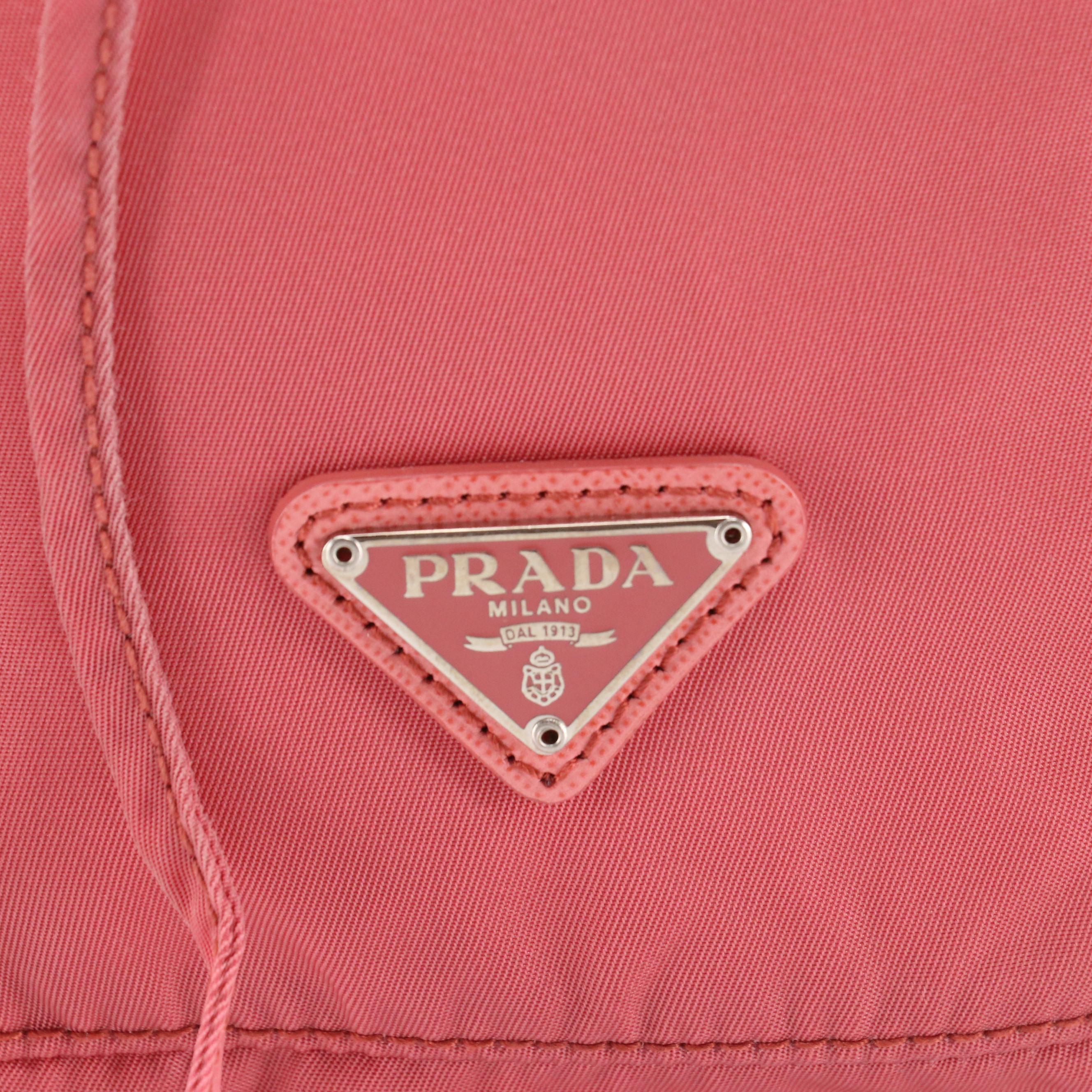 Prada Mini Drawstring Bag in Nylon with Saffiano Leather Trim