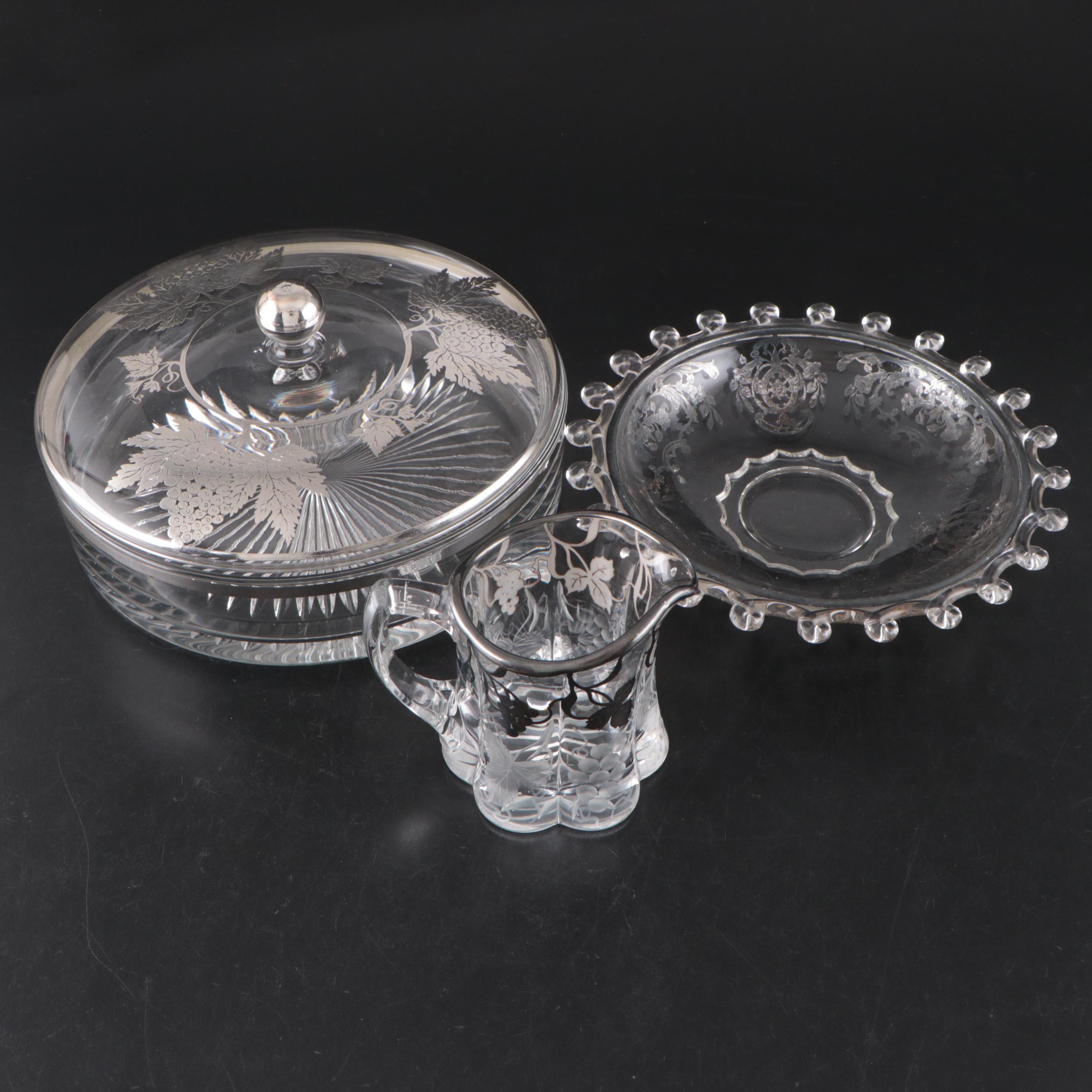 Heisey with Other Silver Overlay Glass Tableware