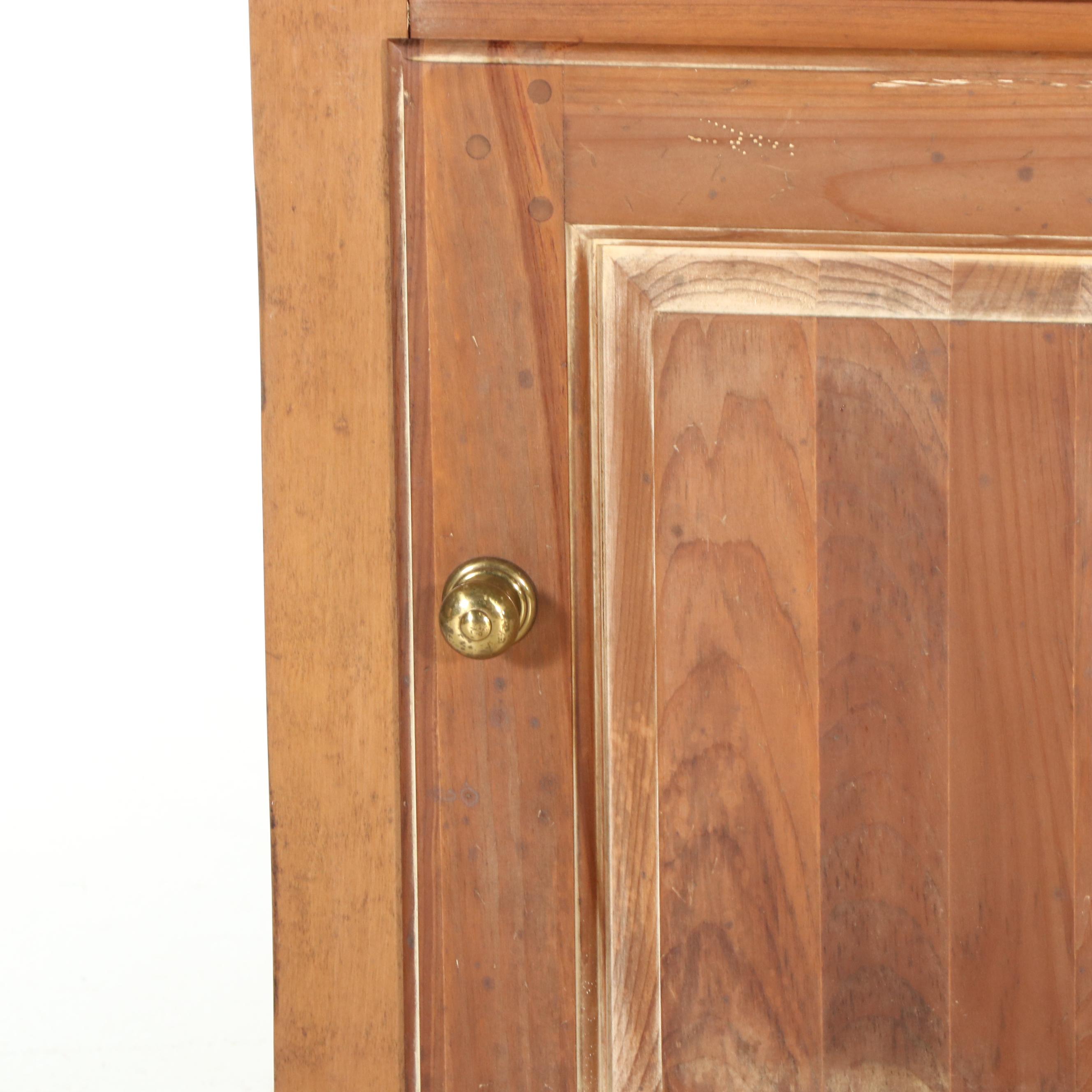 Thomasville Furniture Pine Illuminated Display Cabinet Pair