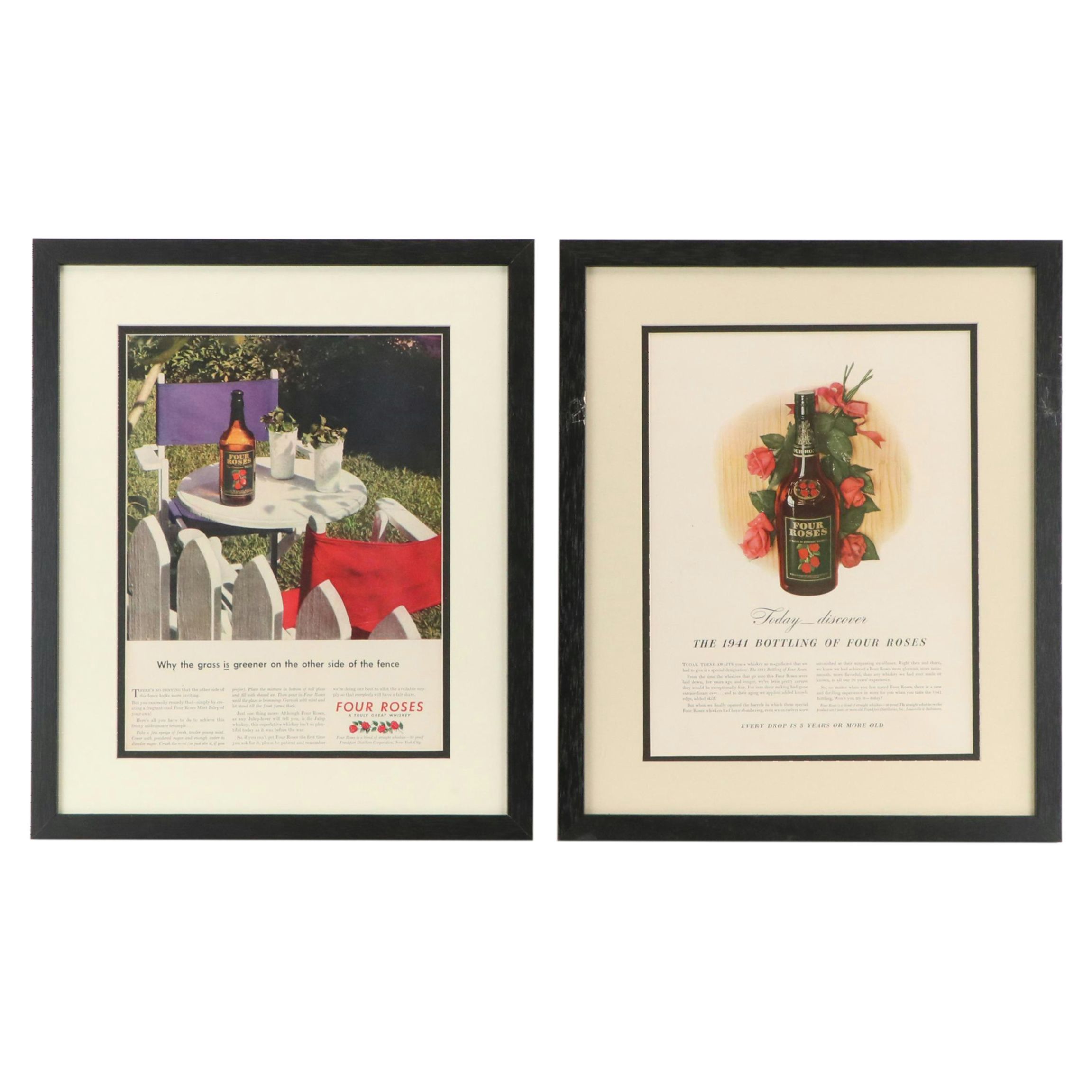 Four Roses Bourbon Magazine Advertisements, Circa 1940s