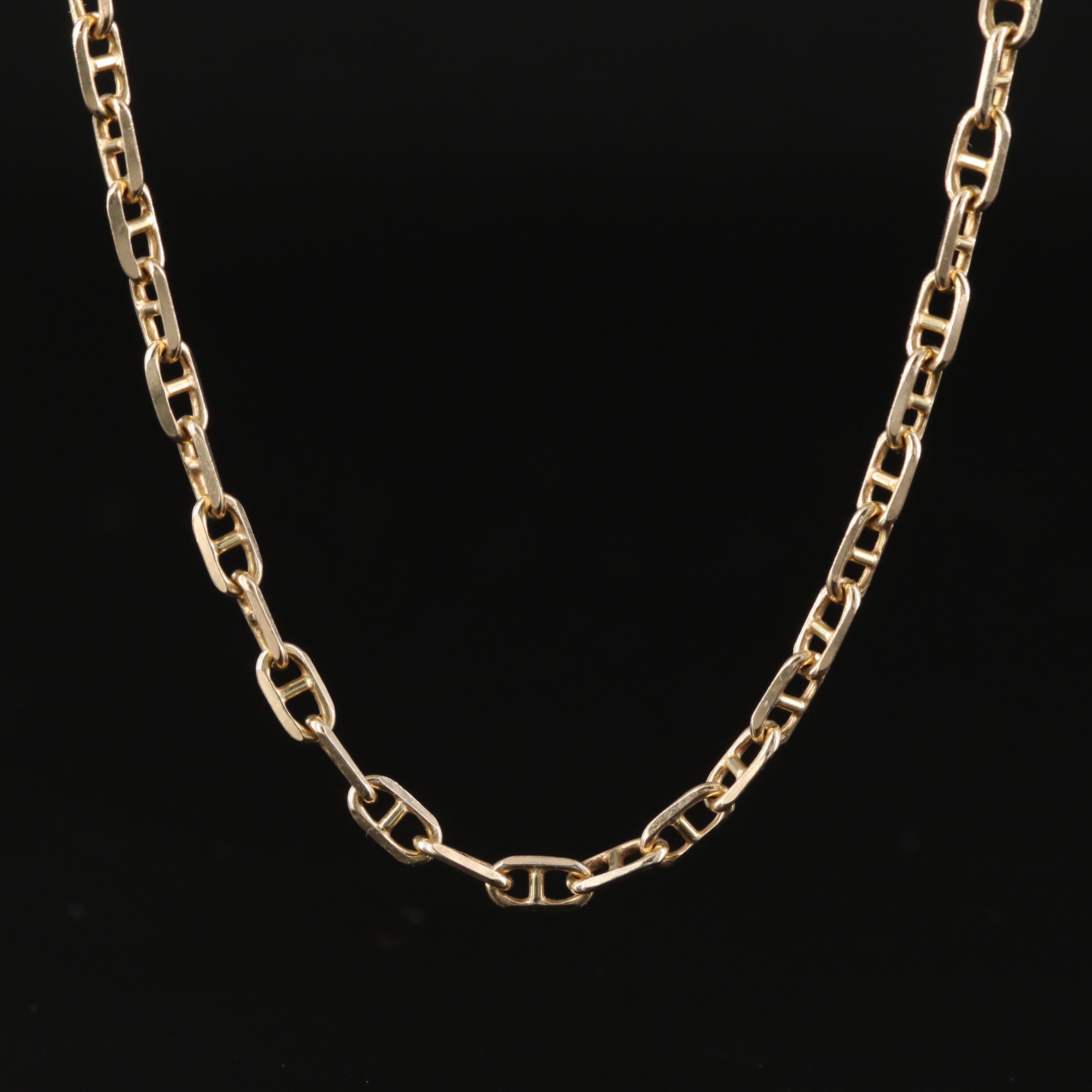 Italian 14K Beveled Mariner Chain Necklace