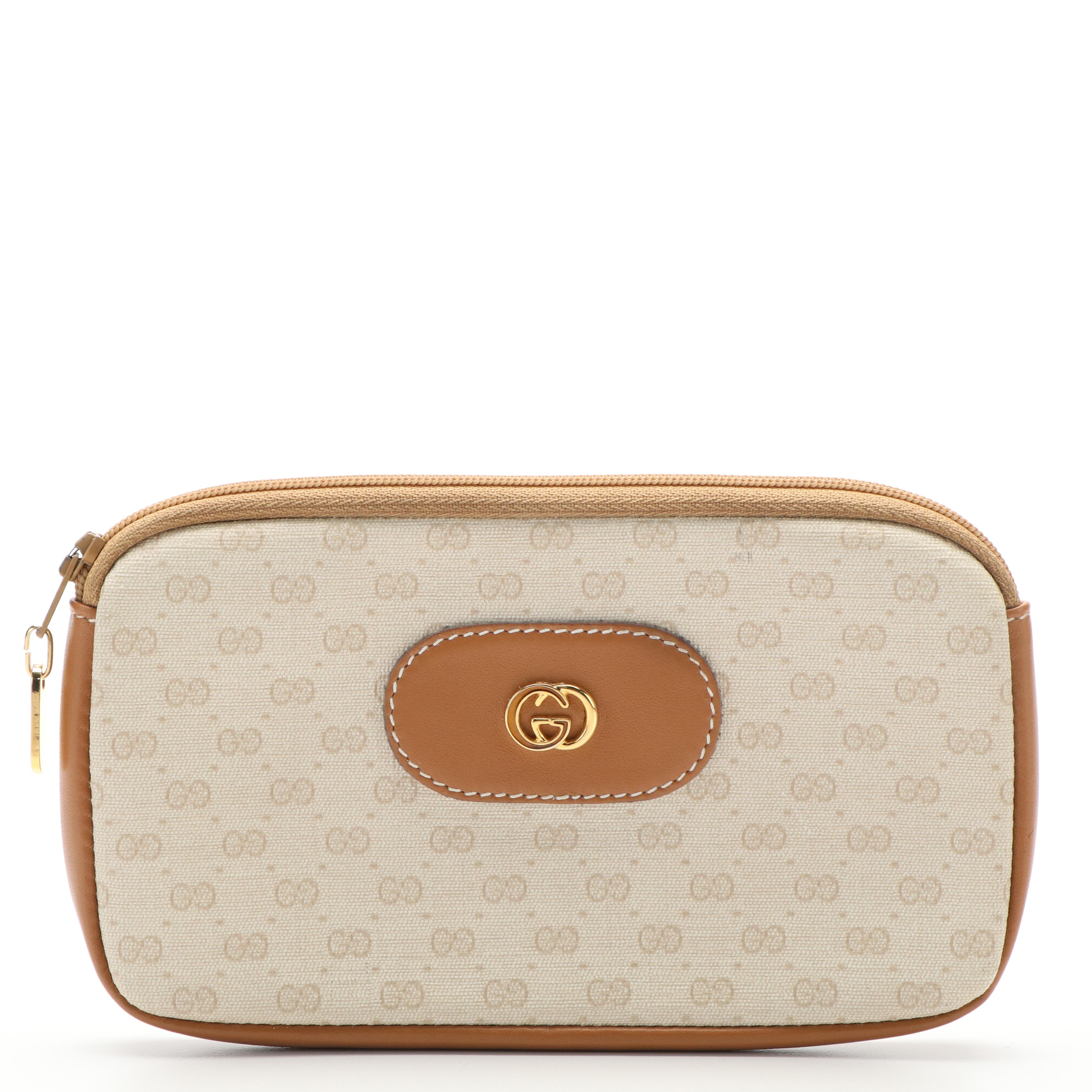 Gucci GG Microguccissima Coated Canvas and Leather Zip Pouch