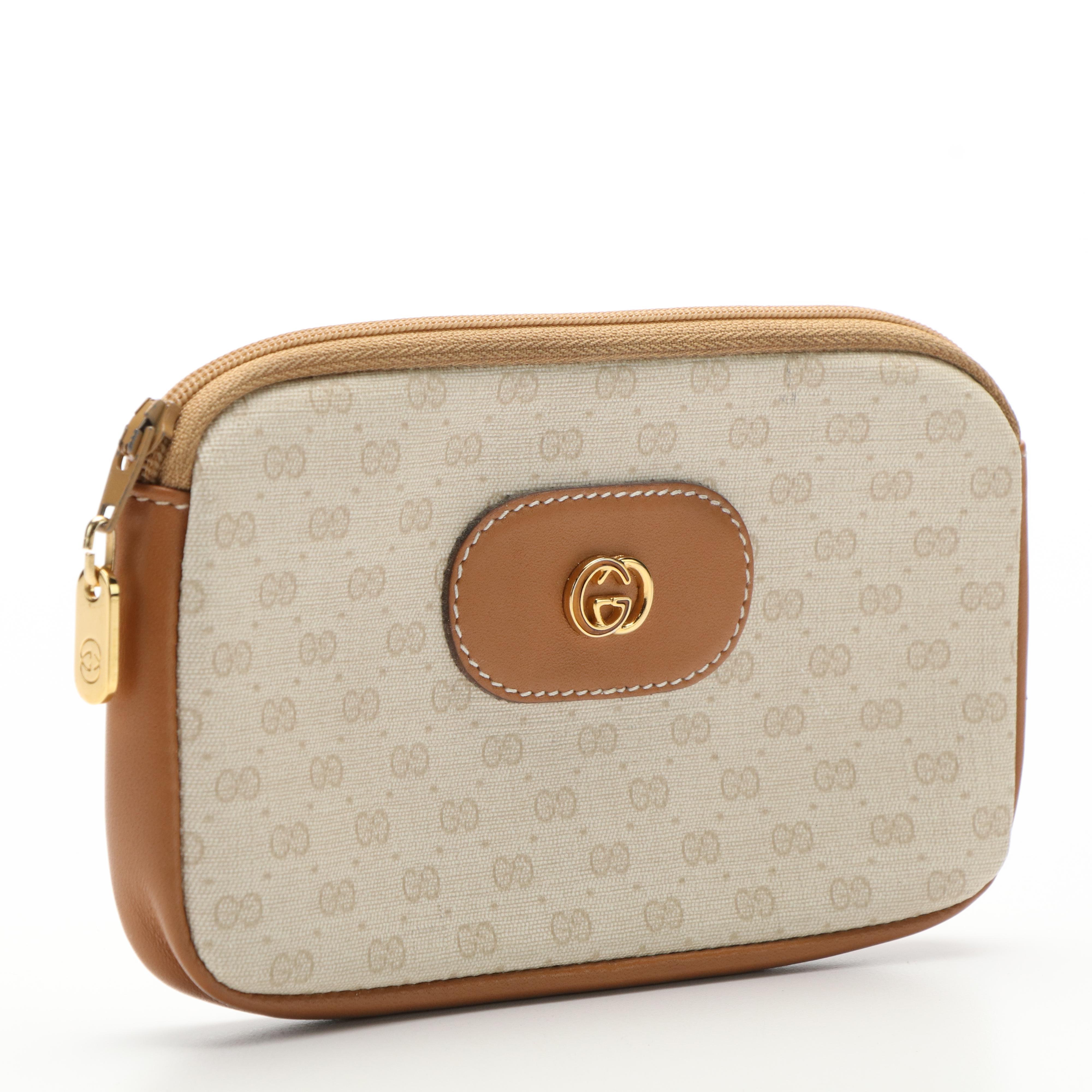 Gucci GG Microguccissima Coated Canvas and Leather Zip Pouch