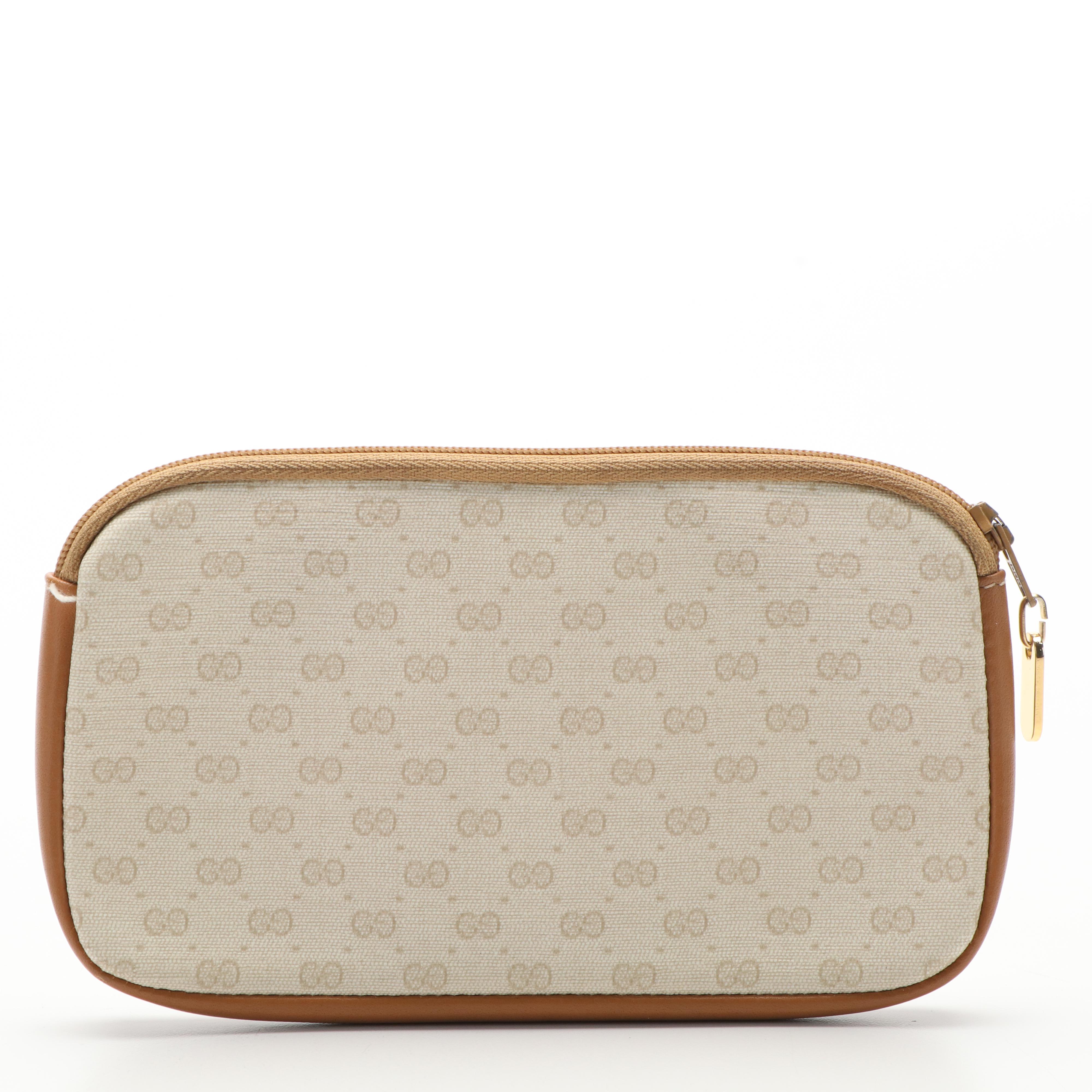 Gucci GG Microguccissima Coated Canvas and Leather Zip Pouch