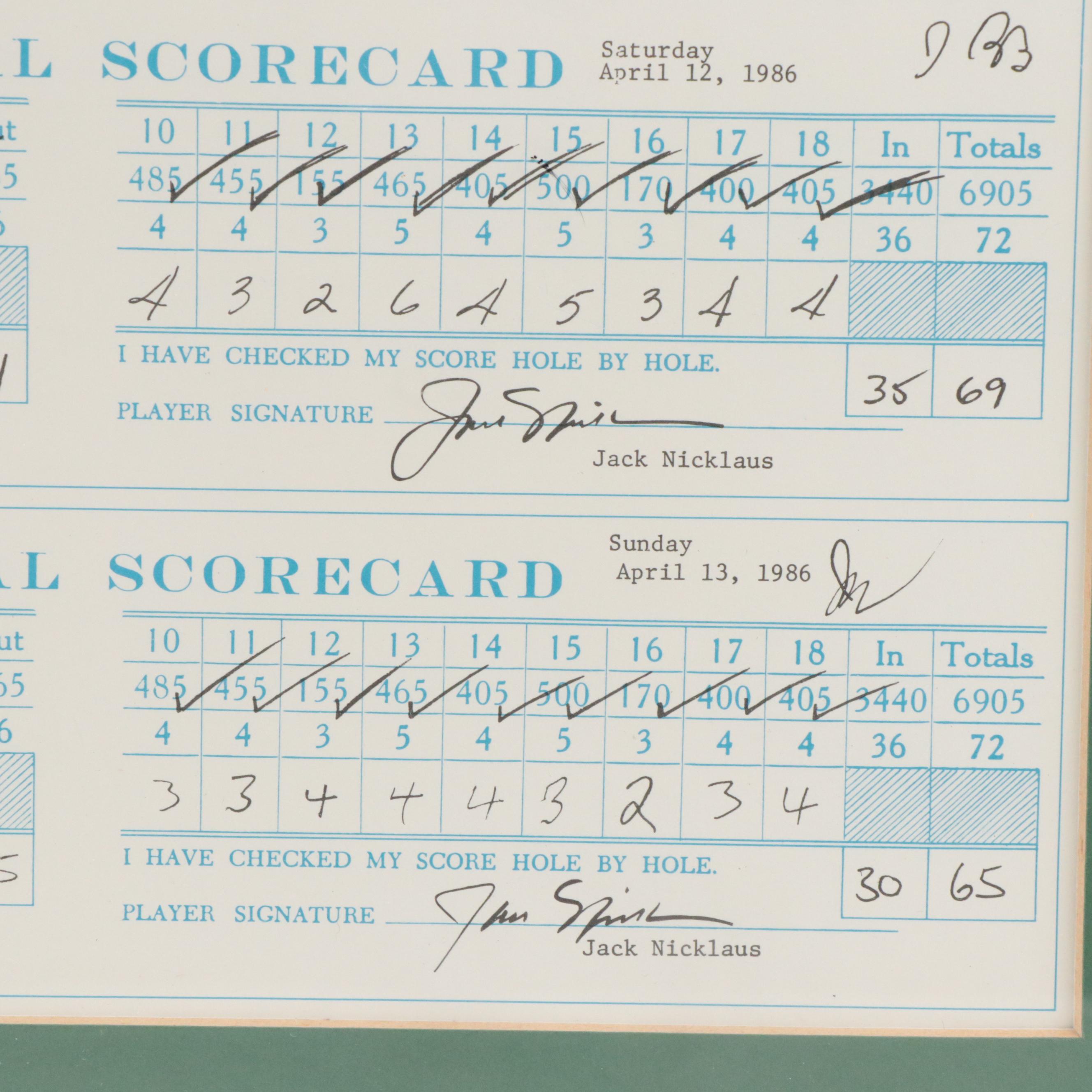 Jack Nicklaus Signed 1986 Masters Tournament Scorecard