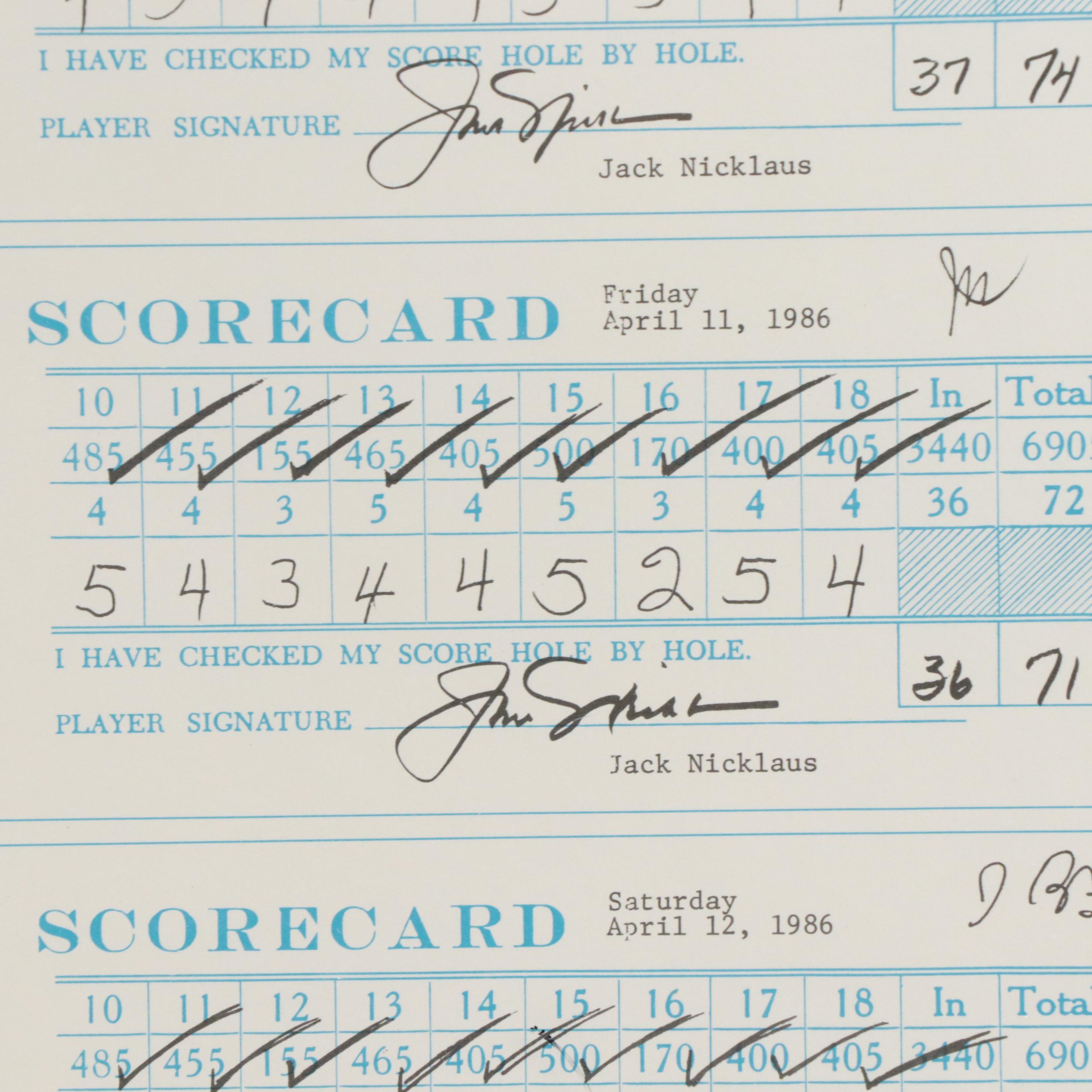 Jack Nicklaus Signed 1986 Masters Tournament Scorecard