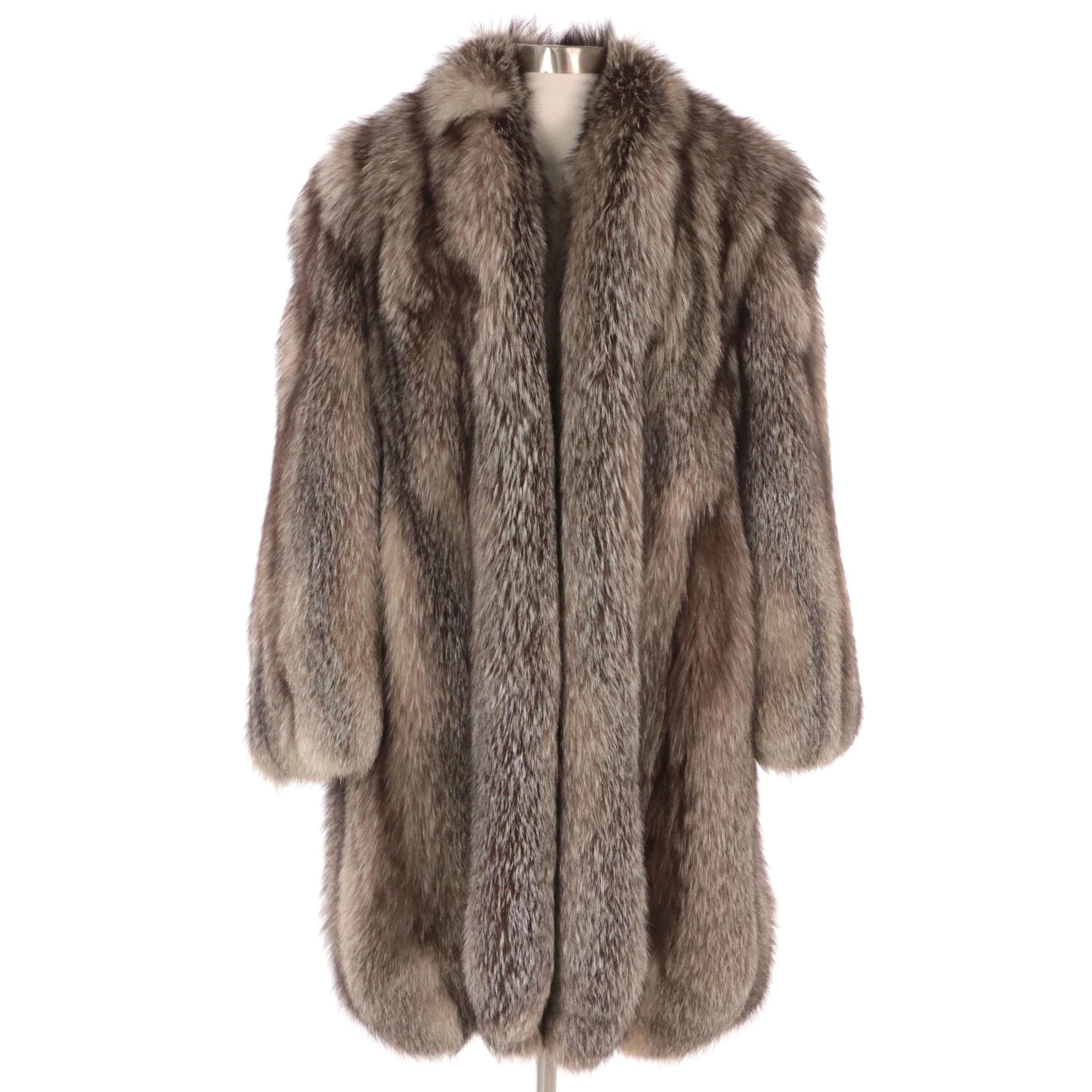 Ranched Crystal Fox Fur Coat by Saga Fox