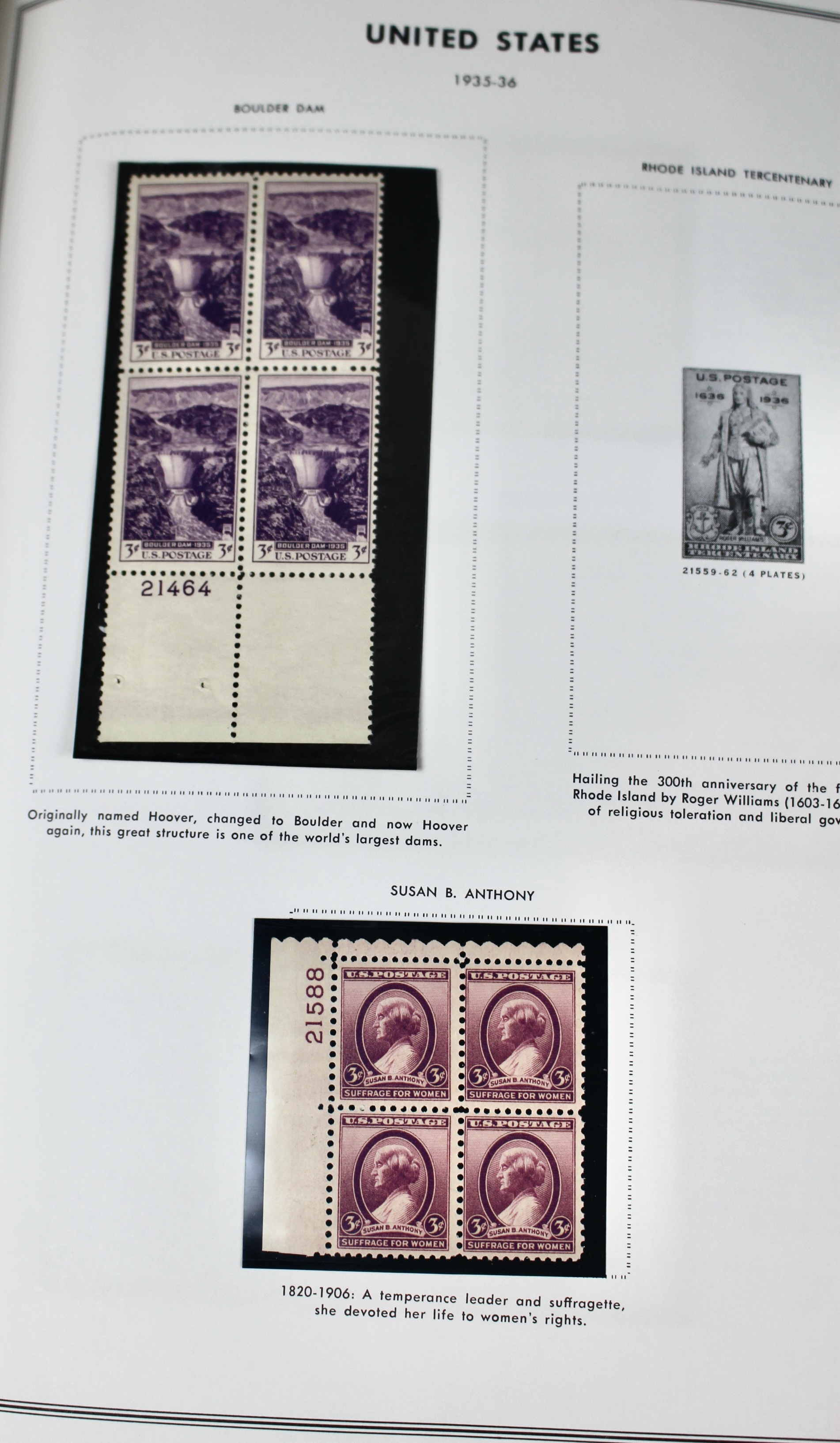 U.S. Postage Stamp Album Mainly Containing Plate Blocks
