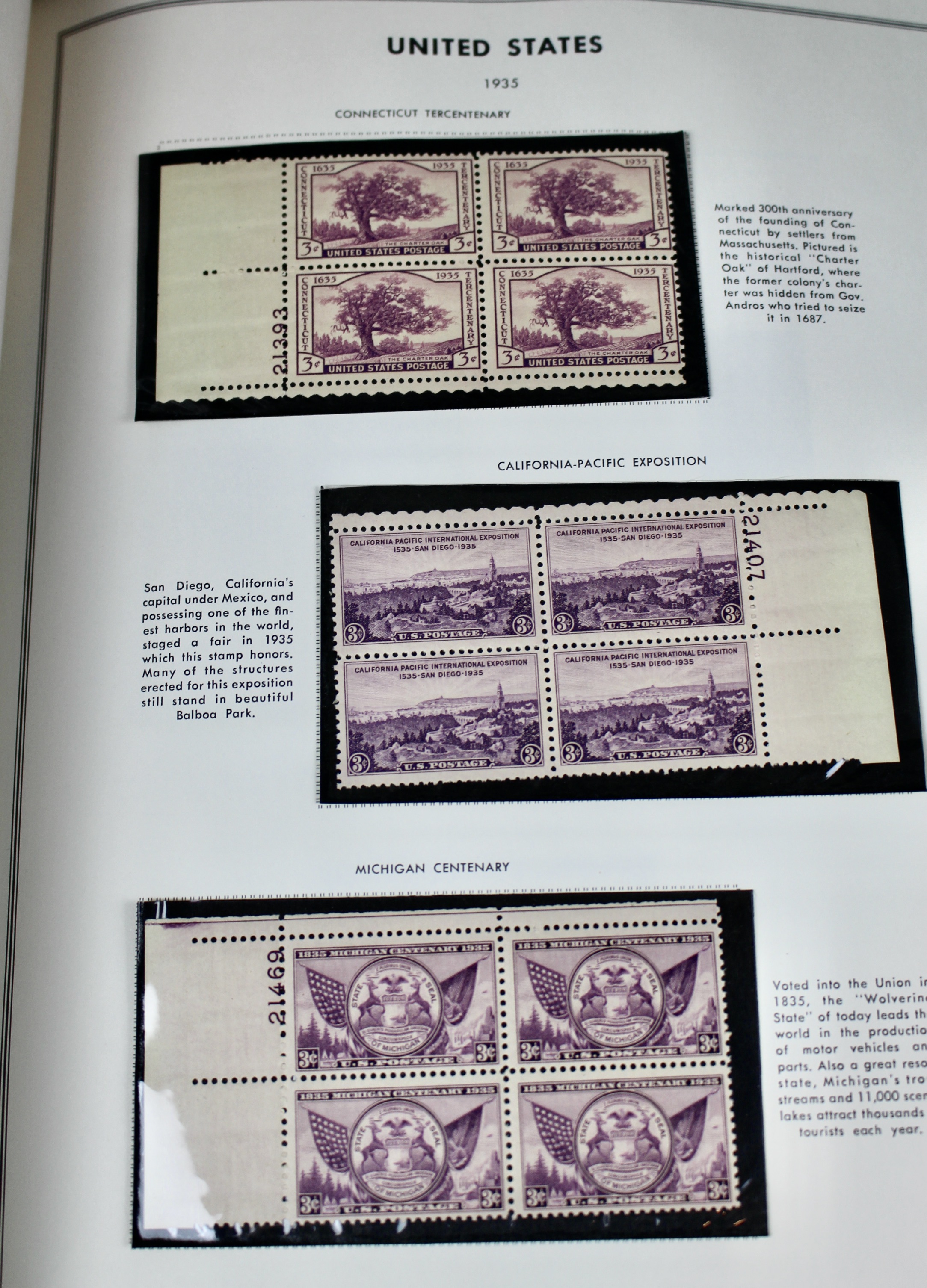 U.S. Postage Stamp Album Mainly Containing Plate Blocks