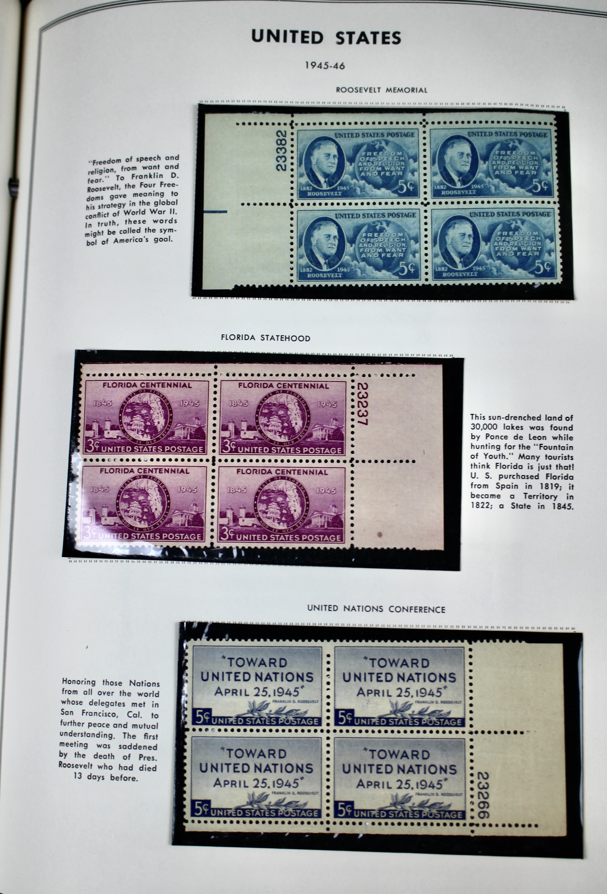 U.S. Postage Stamp Album Mainly Containing Plate Blocks