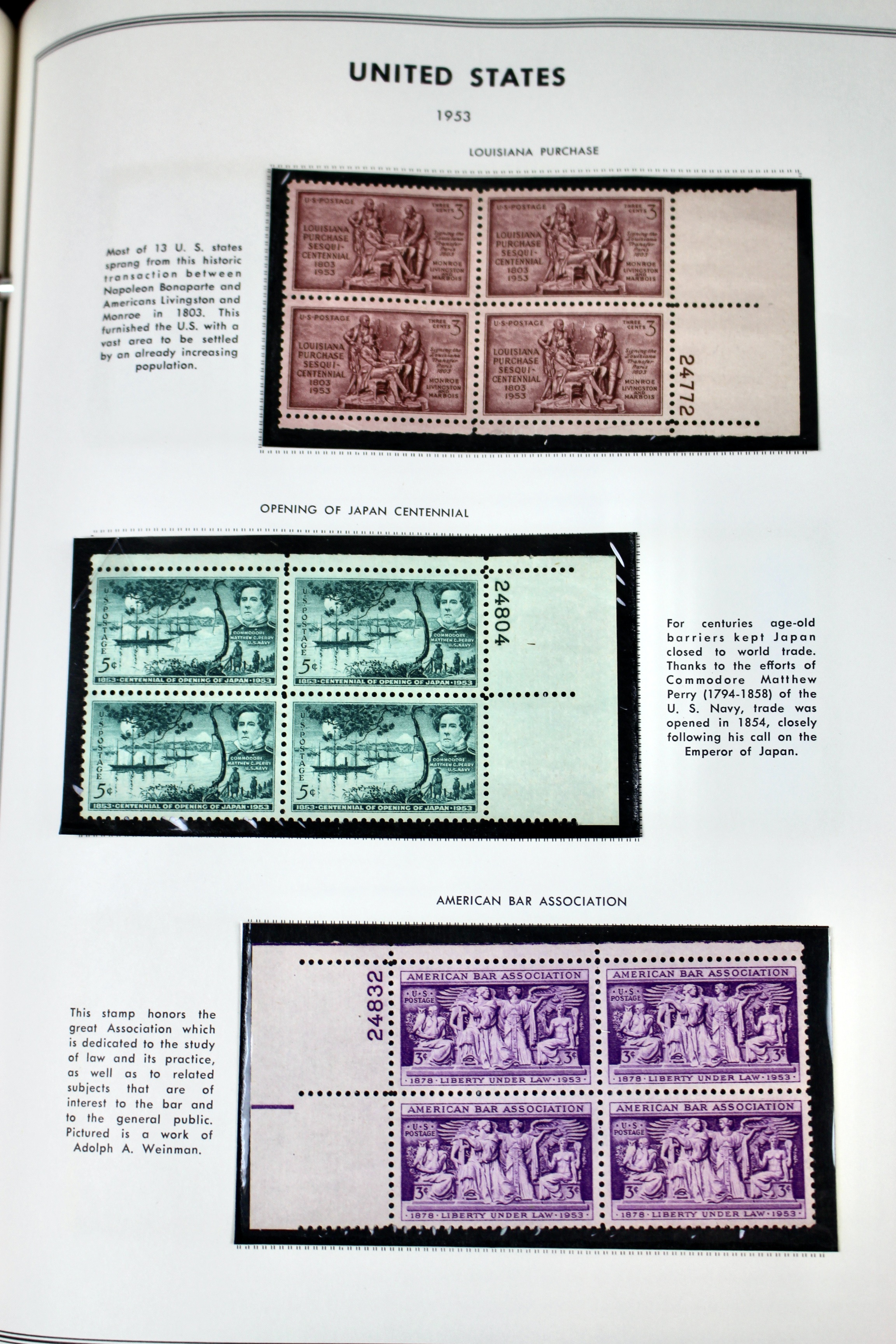 U.S. Postage Stamp Album Mainly Containing Plate Blocks