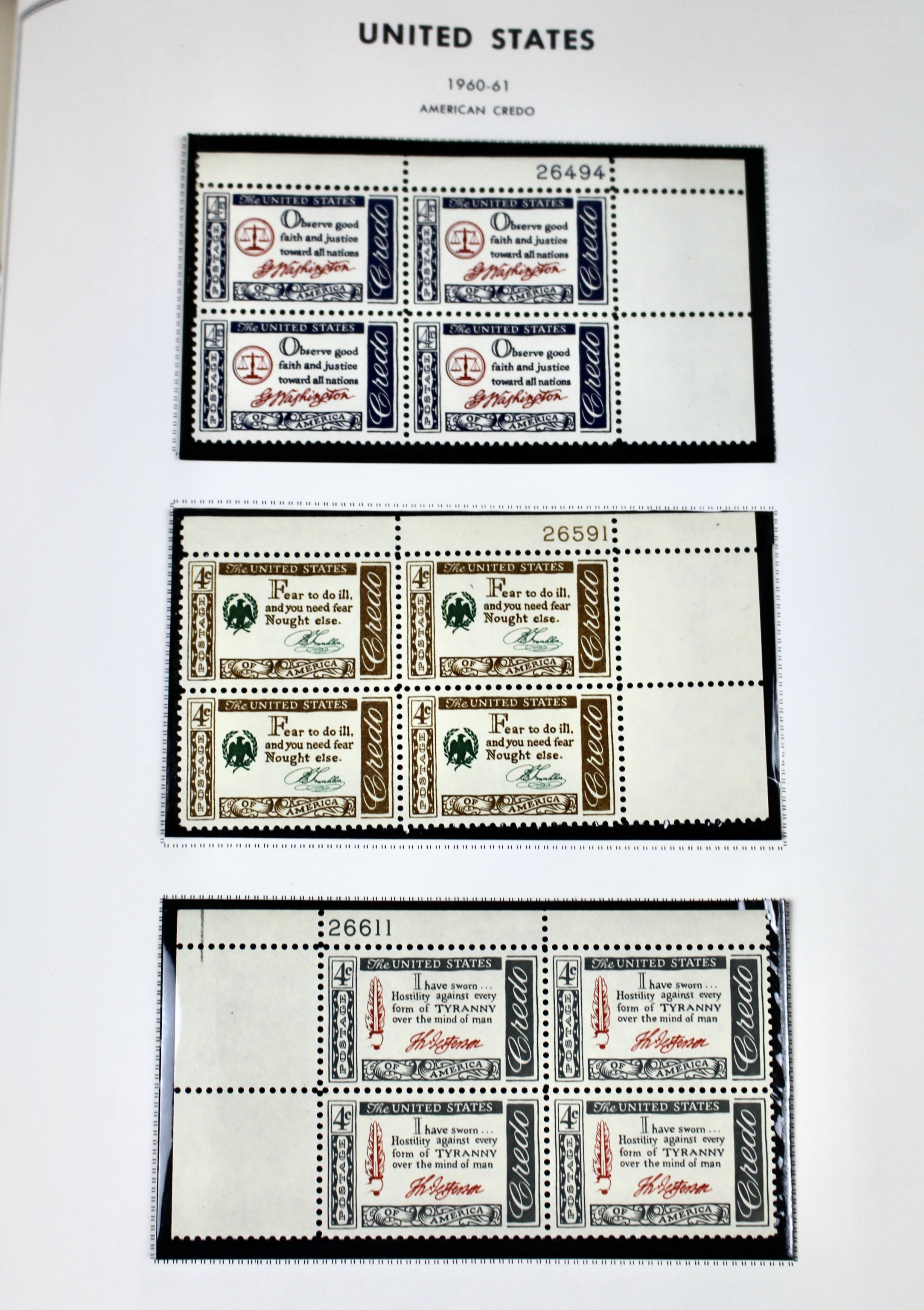 U.S. Postage Stamp Album Mainly Containing Plate Blocks