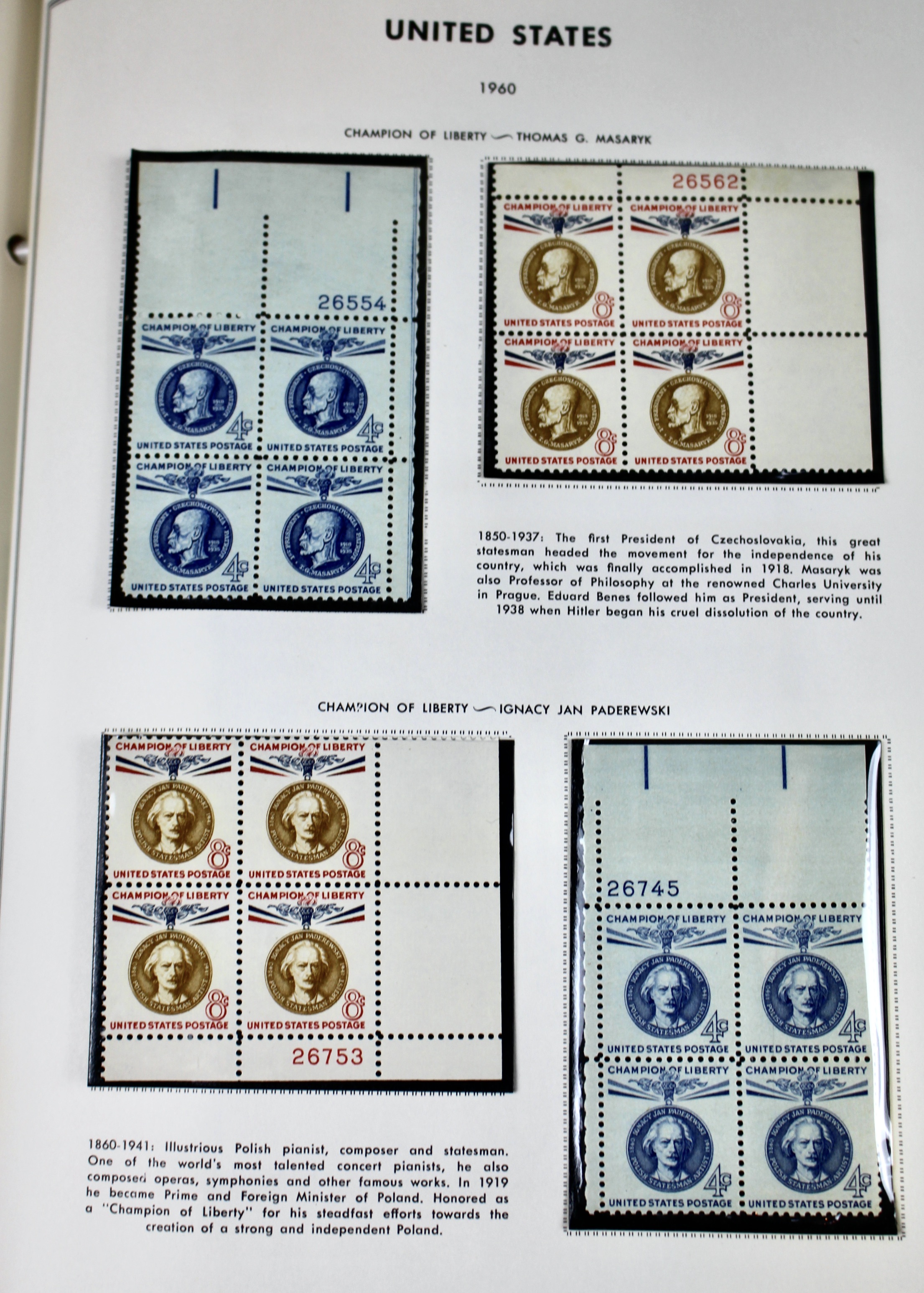 U.S. Postage Stamp Album Mainly Containing Plate Blocks
