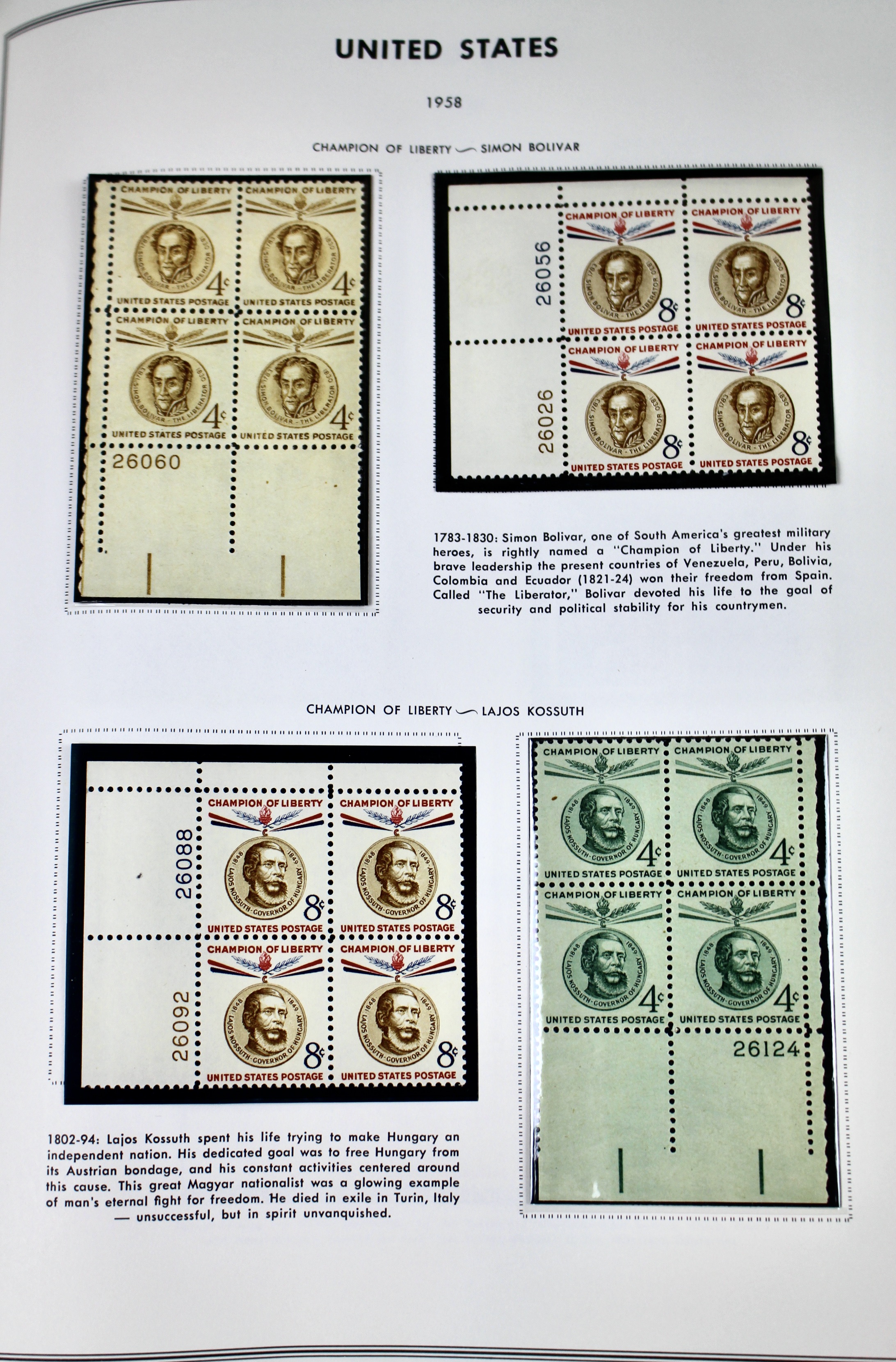 U.S. Postage Stamp Album Mainly Containing Plate Blocks