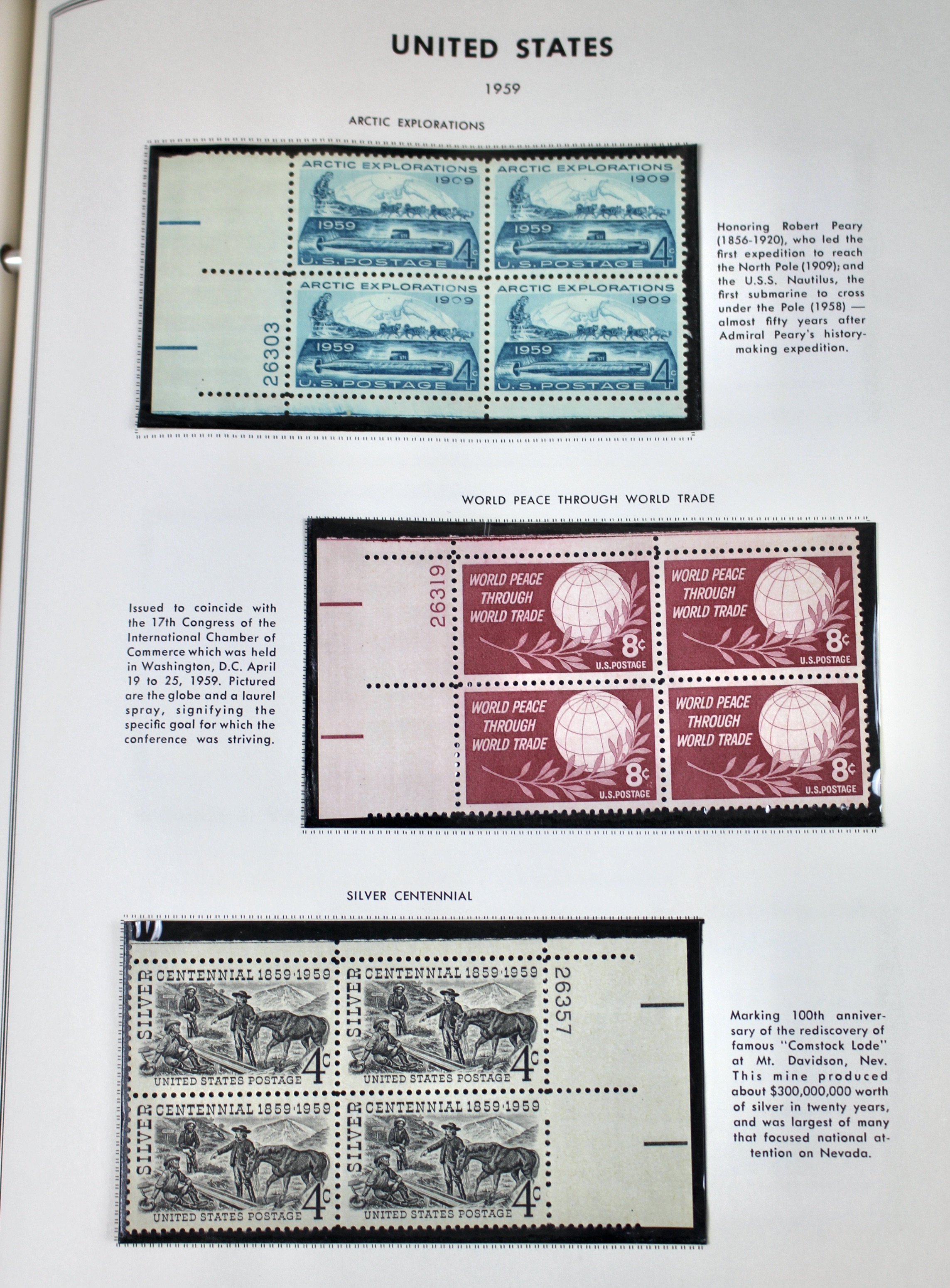 U.S. Postage Stamp Album Mainly Containing Plate Blocks