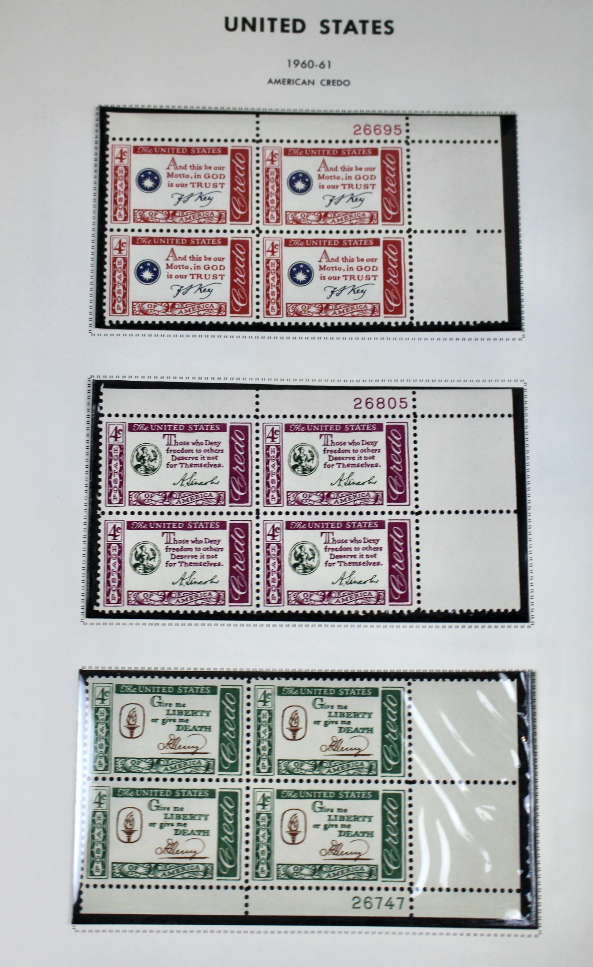 U.S. Postage Stamp Album Mainly Containing Plate Blocks