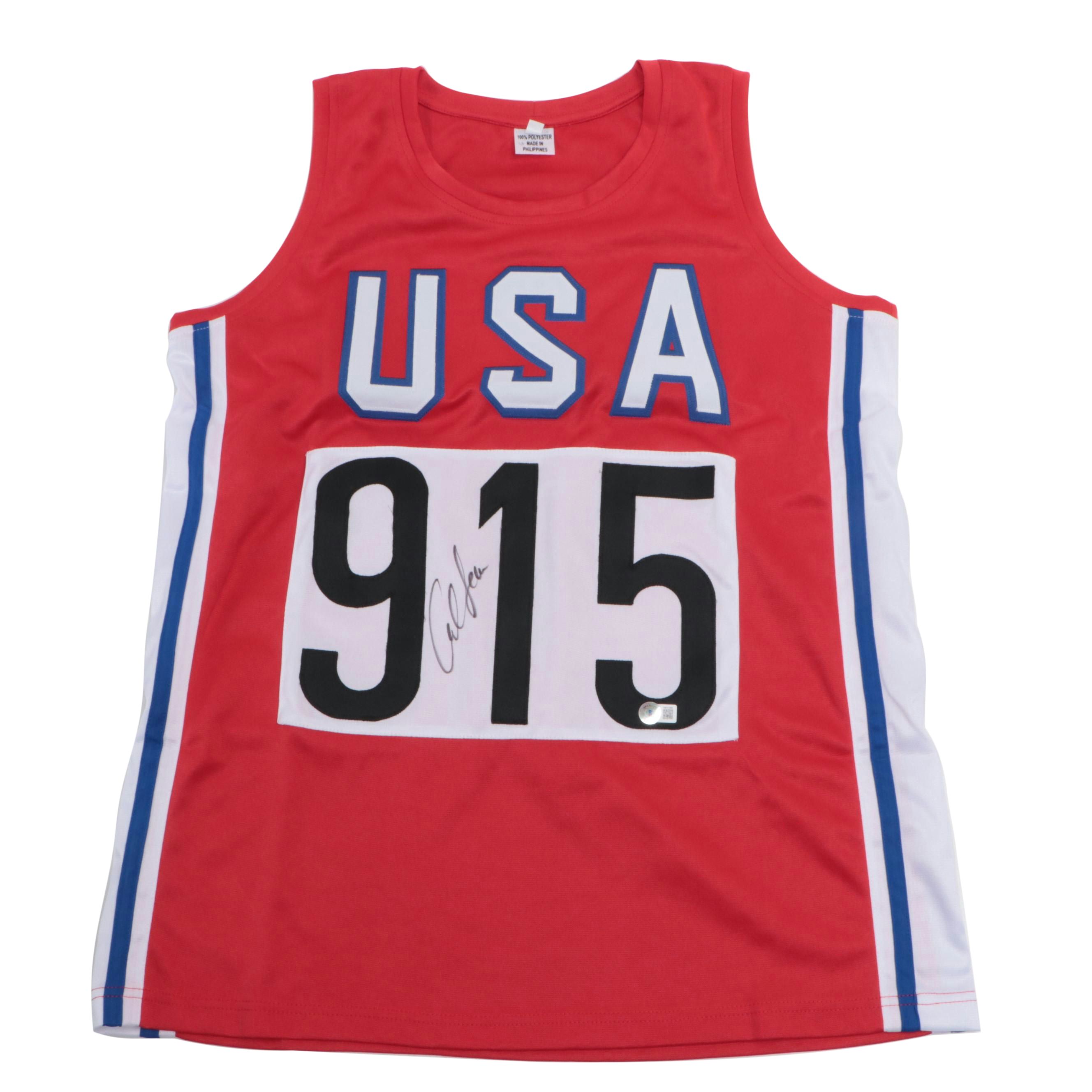 Carl Lewis Signed Olympic Team USA Track and Field Jersey, Beckett