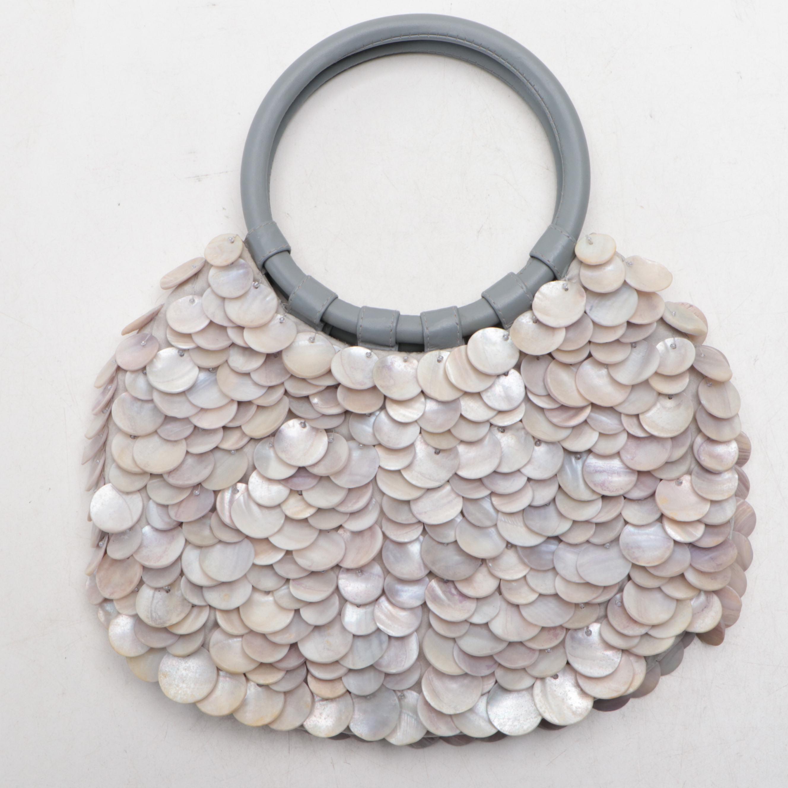 Moyna and Two's Company Shell Handbags with Mystique Shell Trim Clutch