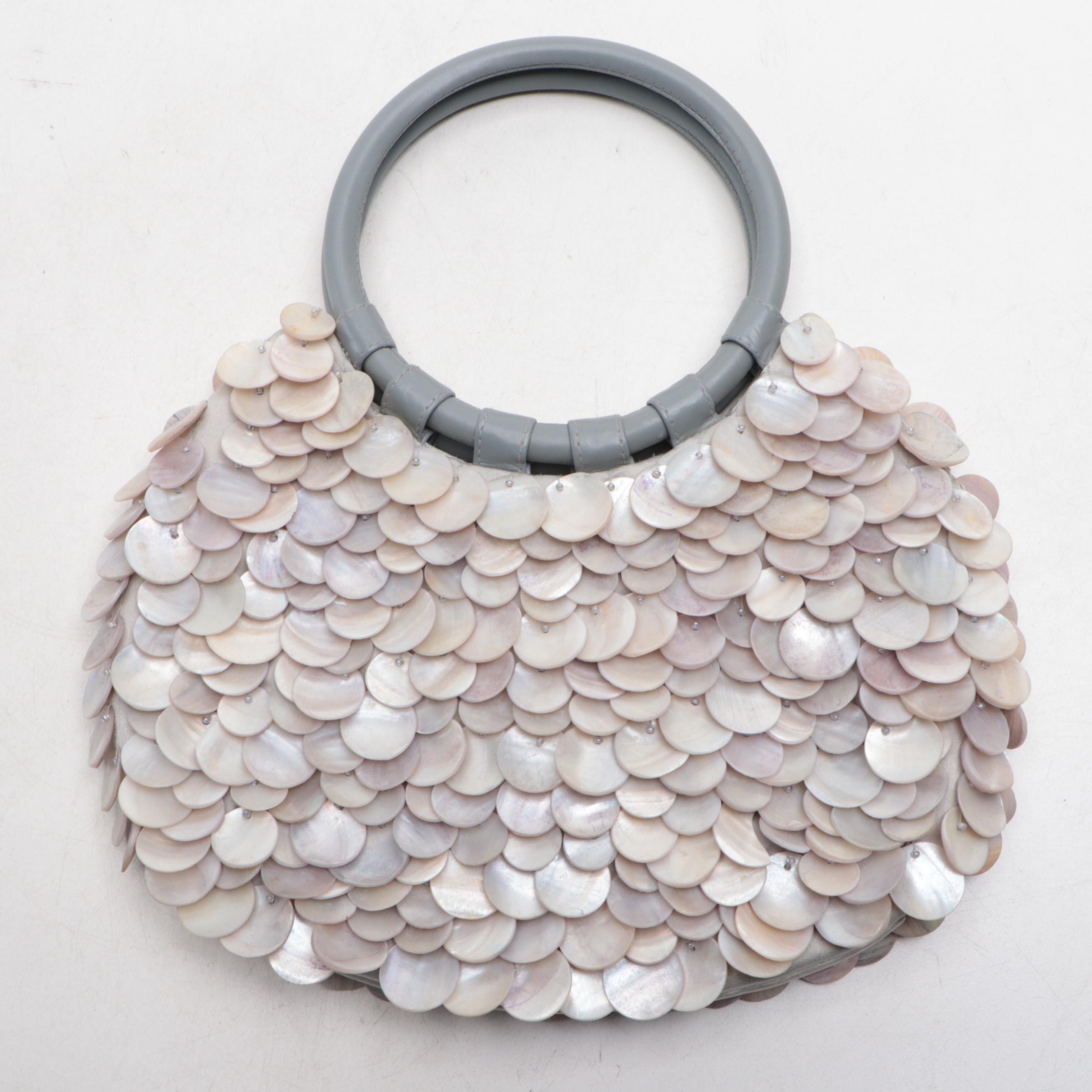 Moyna and Two's Company Shell Handbags with Mystique Shell Trim Clutch